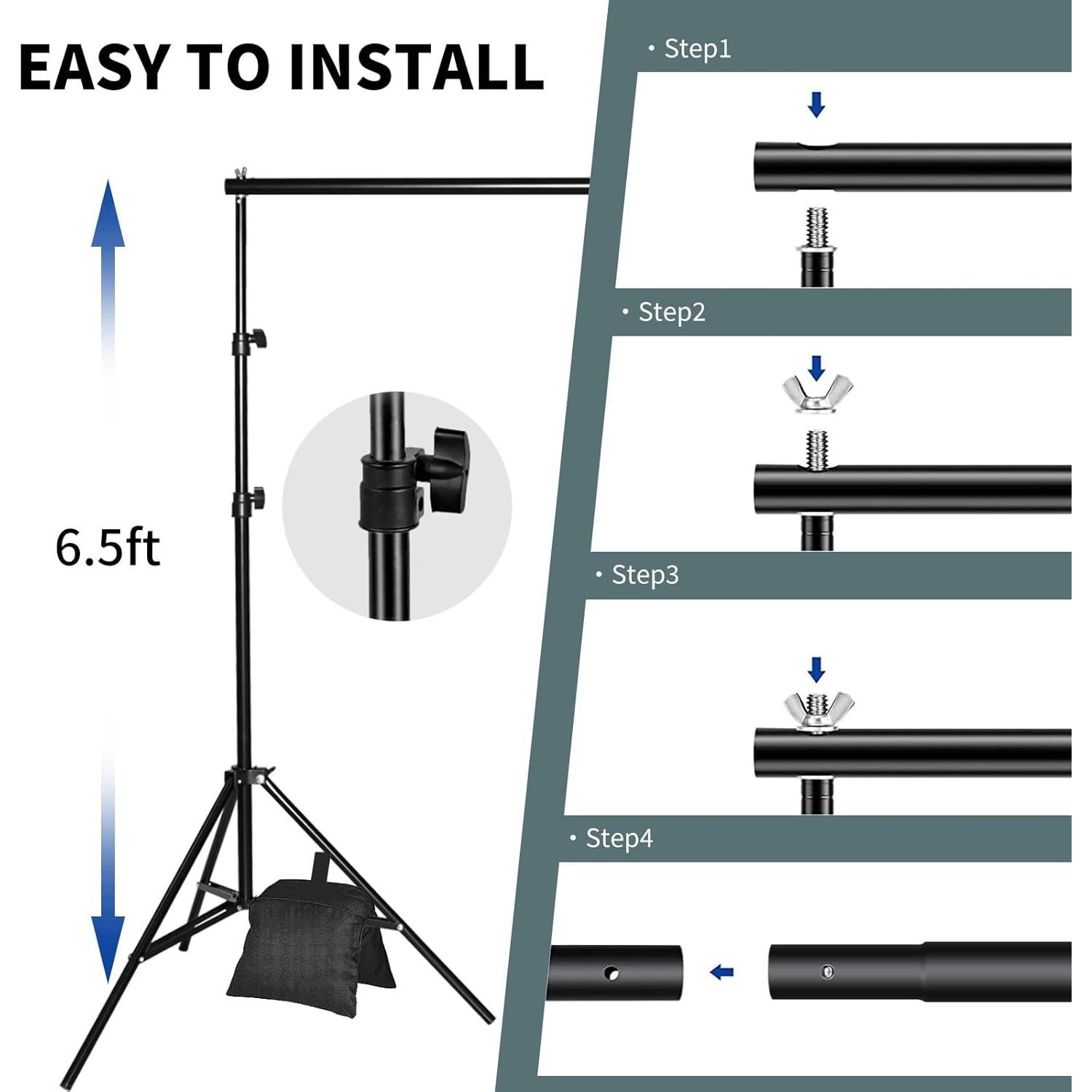 Soporte de Fondo Ajustable FOTOCREAT 2x2m con Accesorios
