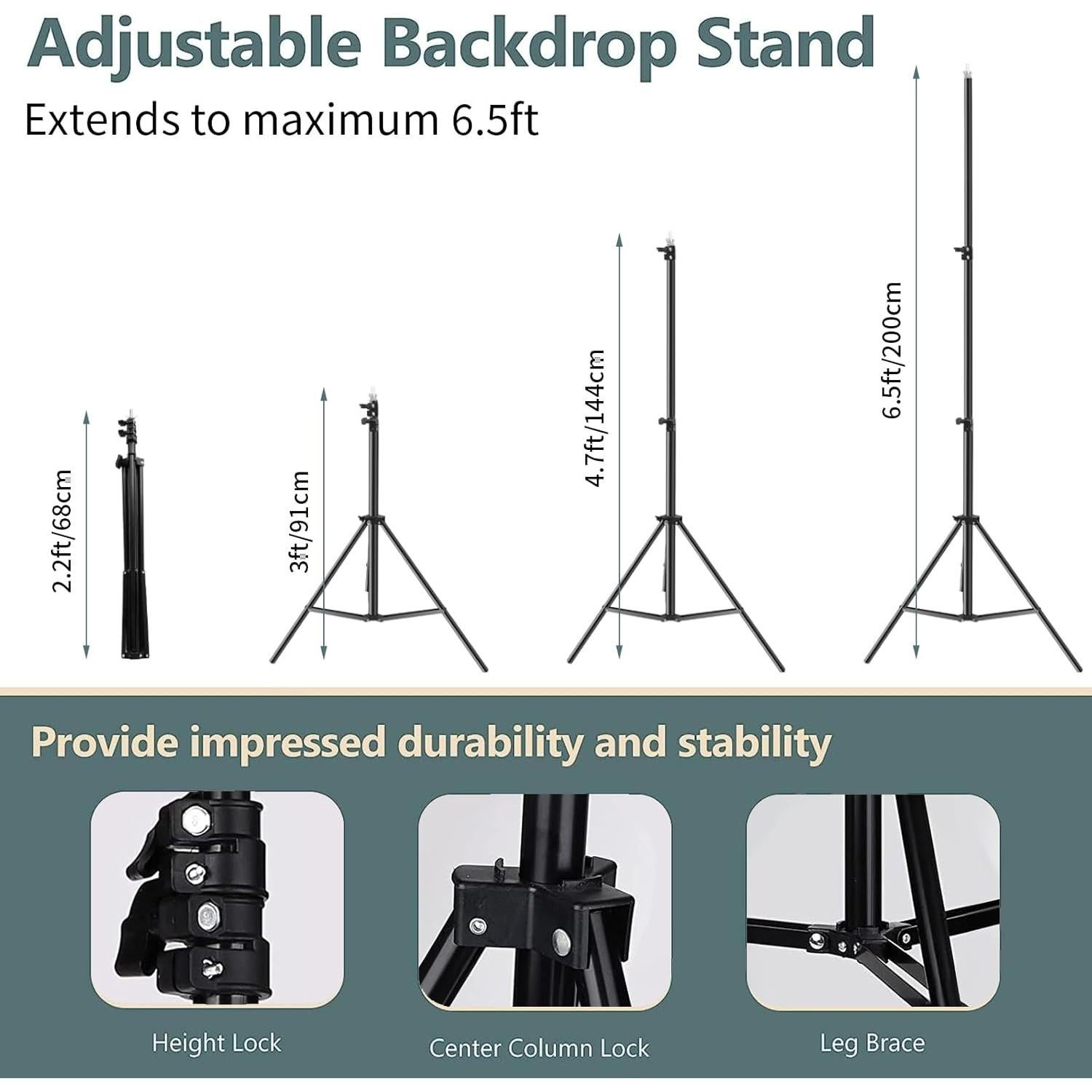 Soporte de Fondo Ajustable FOTOCREAT 2x2m con Accesorios