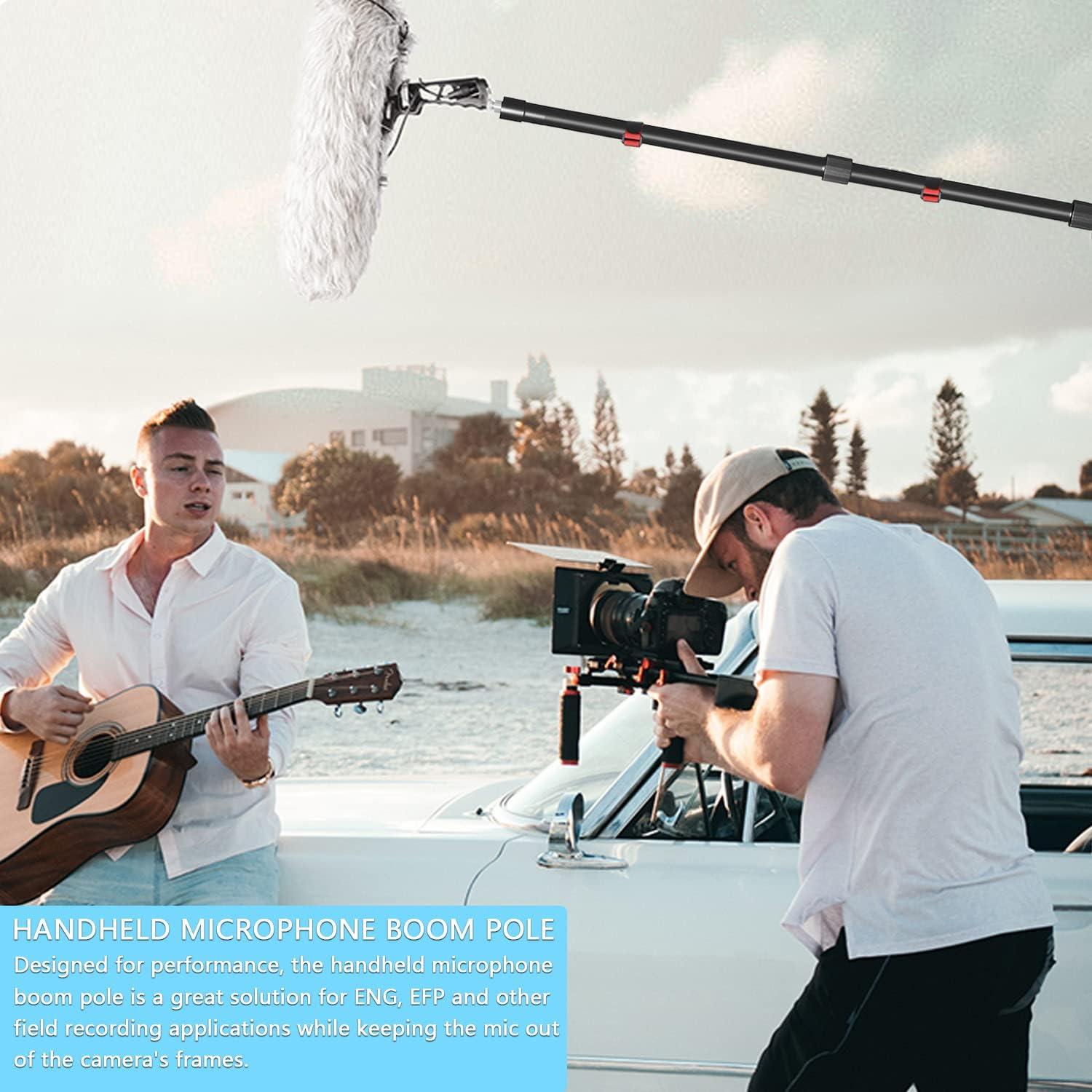 Polo de Boom Portátil de Mano para Micrófono de Escopeta 0.94m a 2.55m