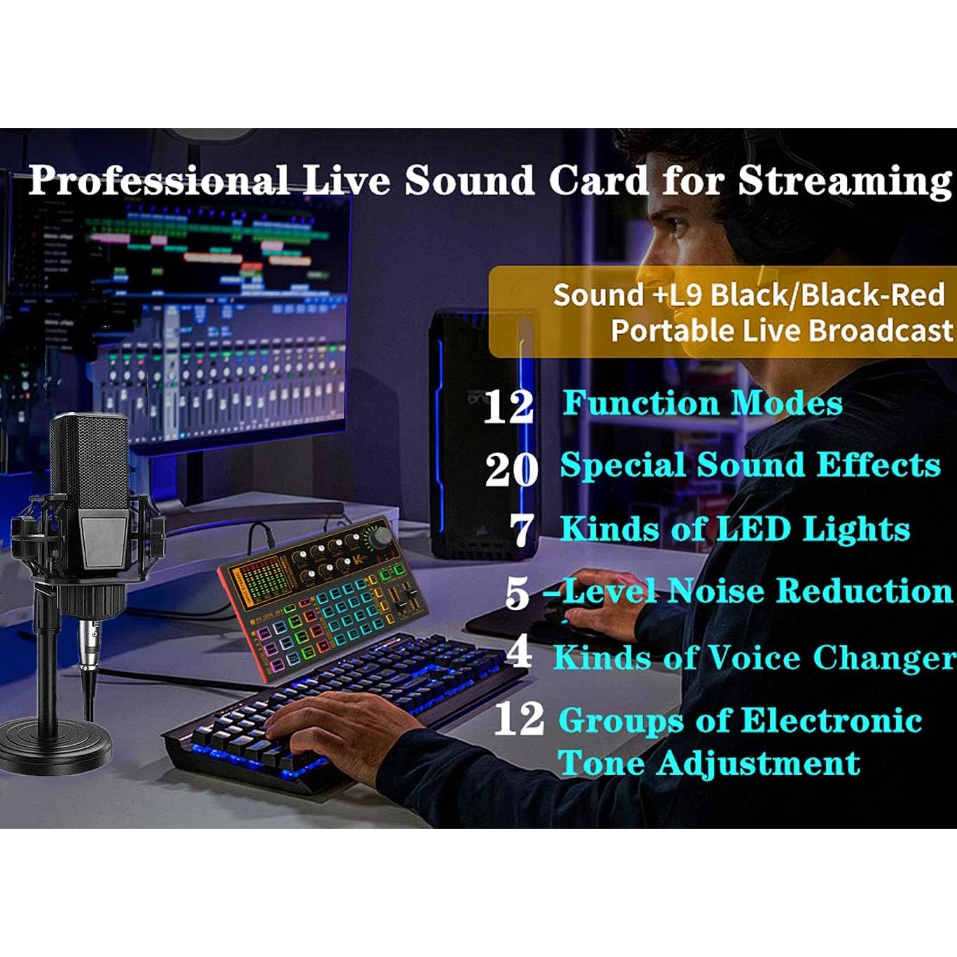 Paquete de Equipos de Podcast K300 con Micrófono y Efectos