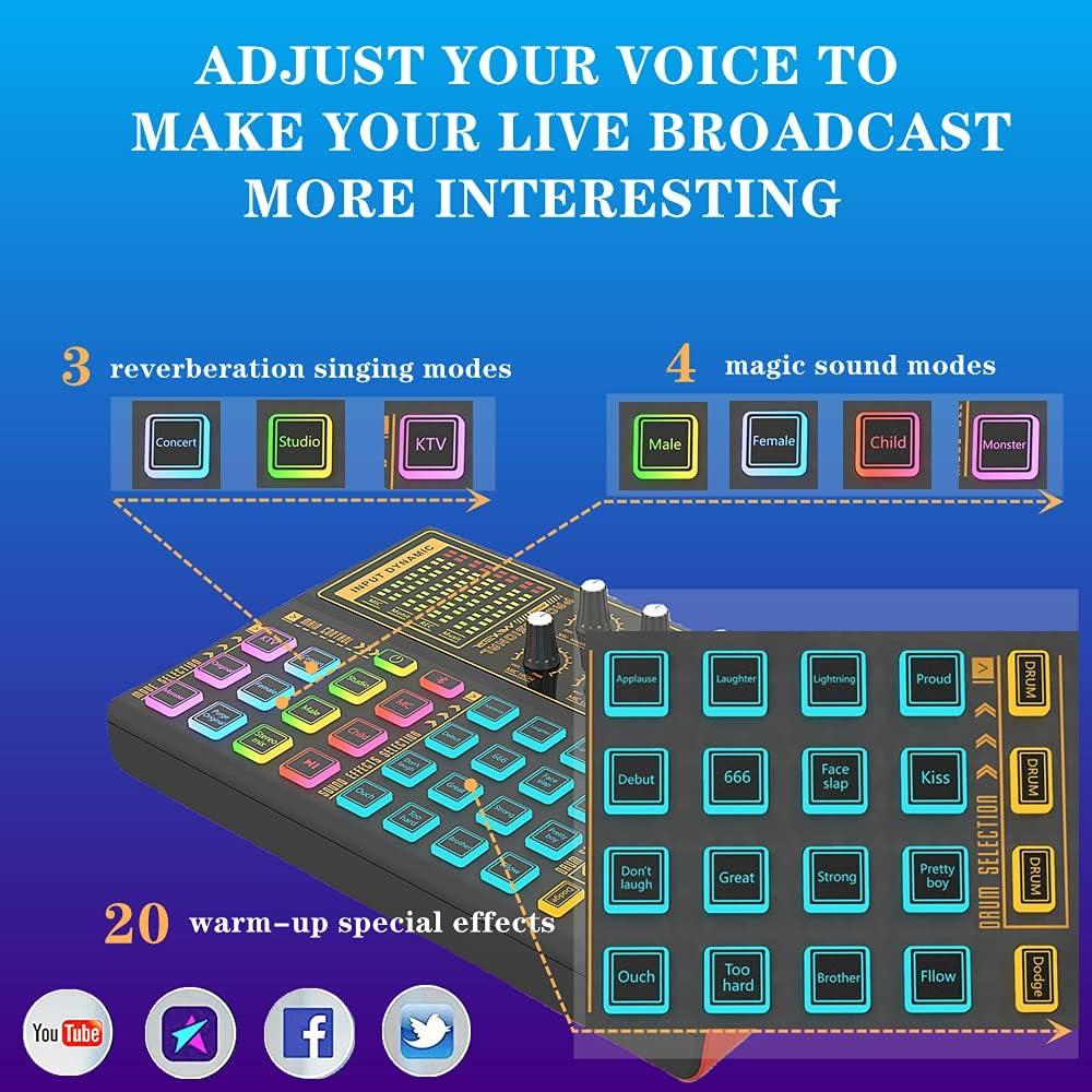 Paquete de Equipos de Podcast K300 con Micrófono y Efectos