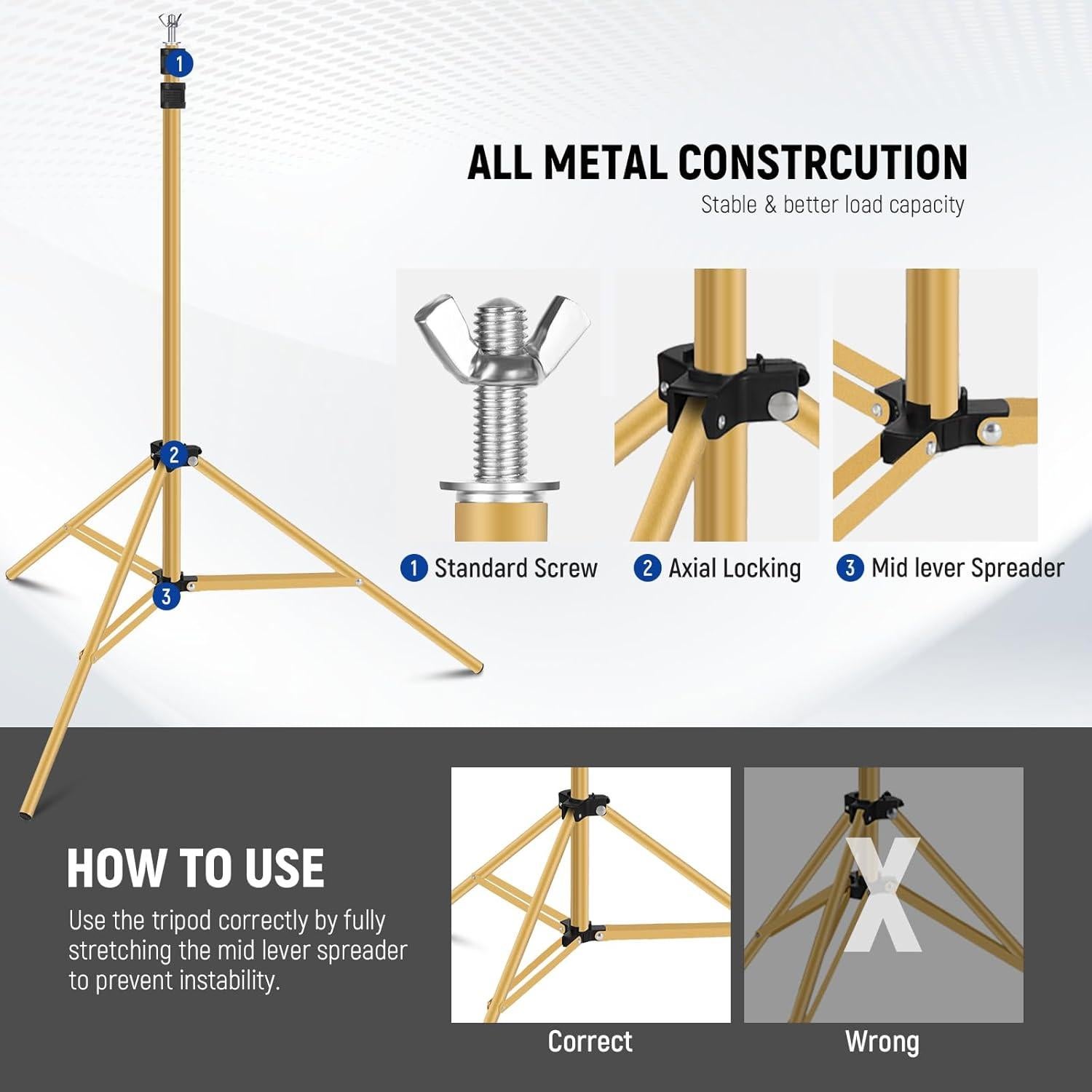 Neewer 10x7ft Gold Backdrop Stand with 4 Crossbars 8 Clamps 2 Sandbags, Adjustable Photo Studio Backdrop Support System for Wedding Parties Portrait Photography, RF-56II 22" Light Reflector Included