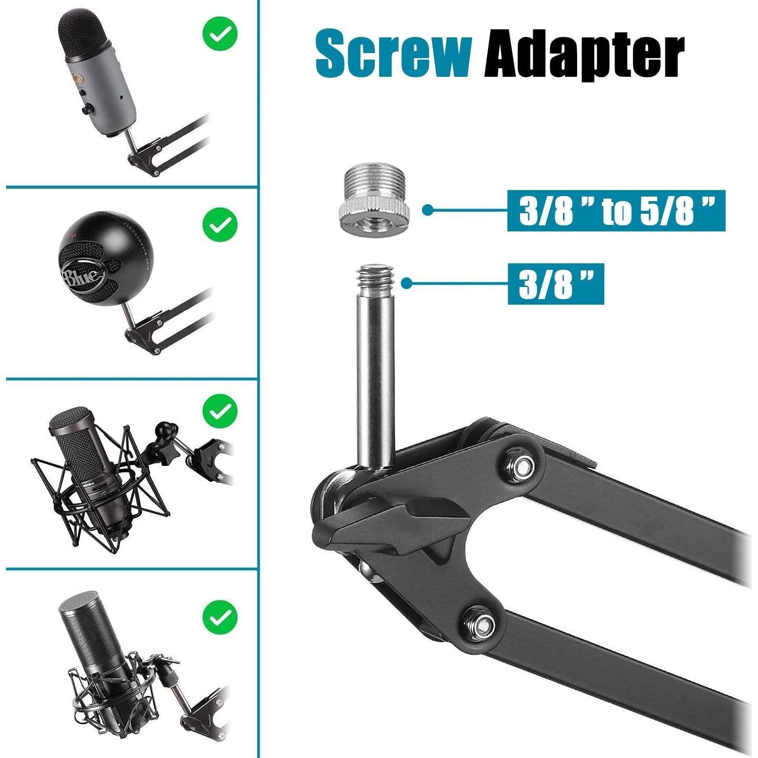 Soporte de Micrófono GLEAM ARM-35 Ajustable para Blue Yeti y más