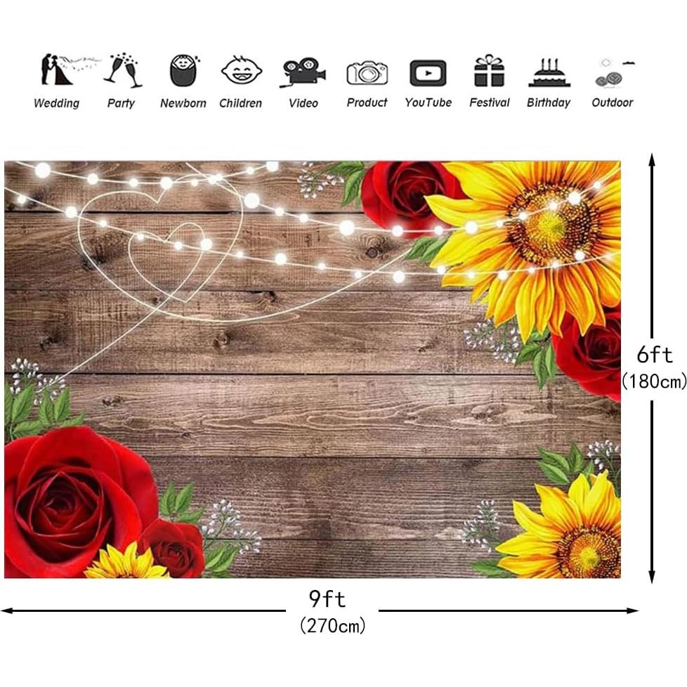 Fondo de Fotografía Girasol y Rosa 2.74x1.83m FUNNYART