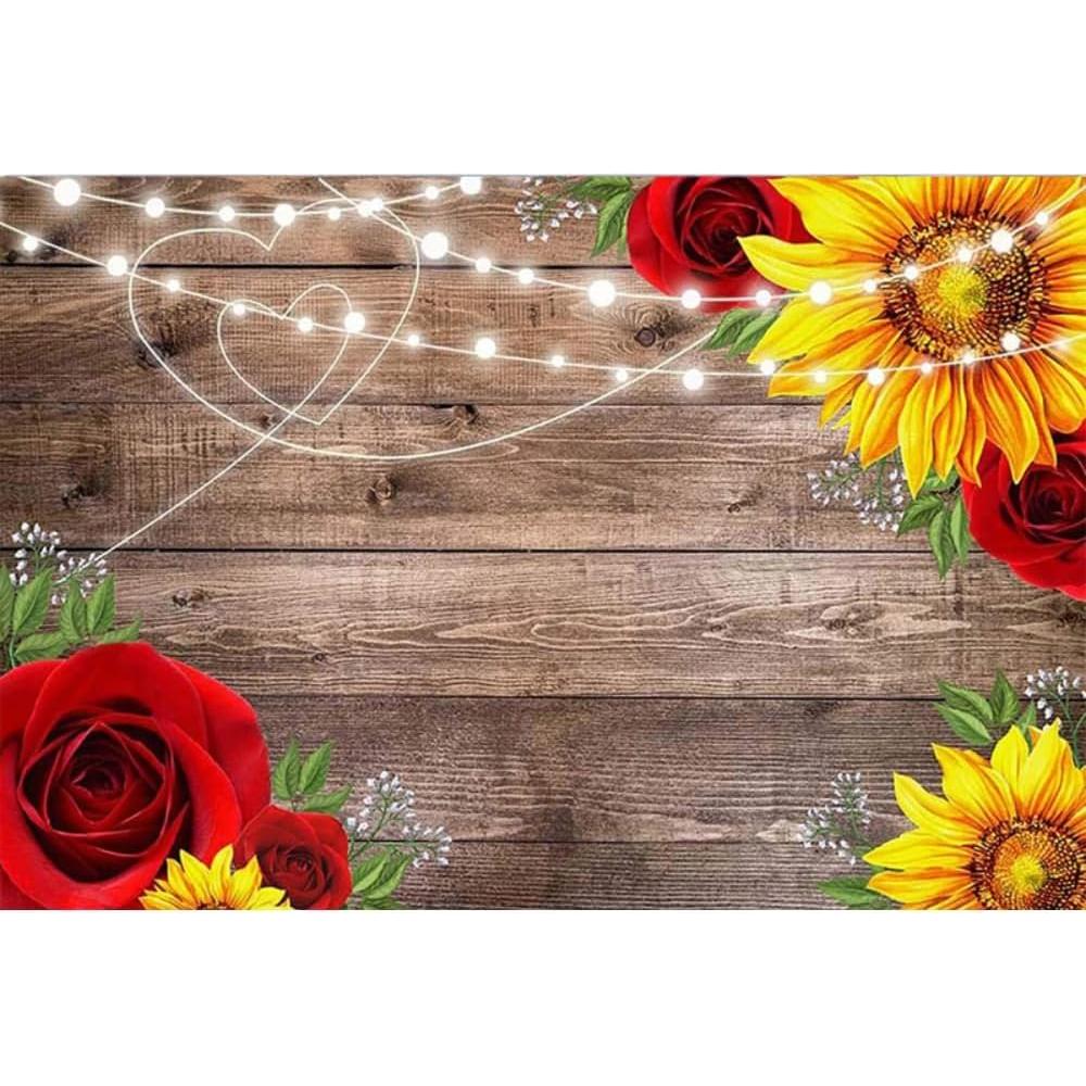 Fondo de Fotografía Girasol y Rosa 2.74x1.83m FUNNYART