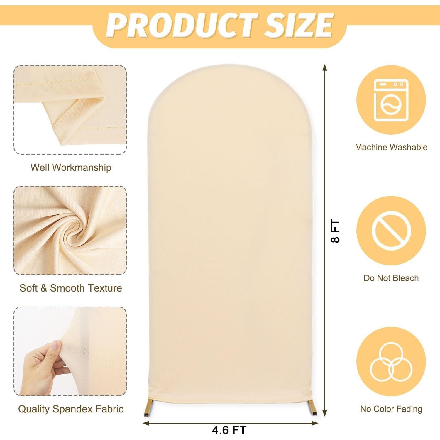 Cubierta de Arco de Spandex Beige MODFUNS 2.4m para Bodas