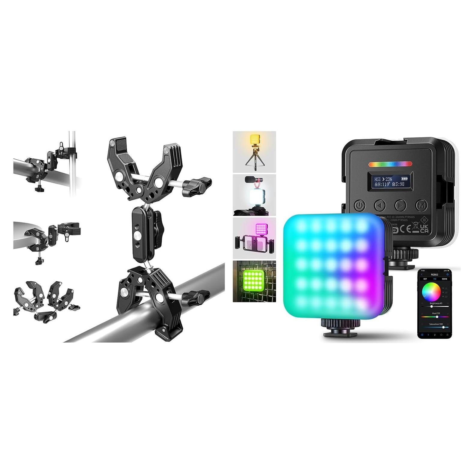 Soporte de Cámara NEEWER UA036 con Brazo Mágico y Luz RGB