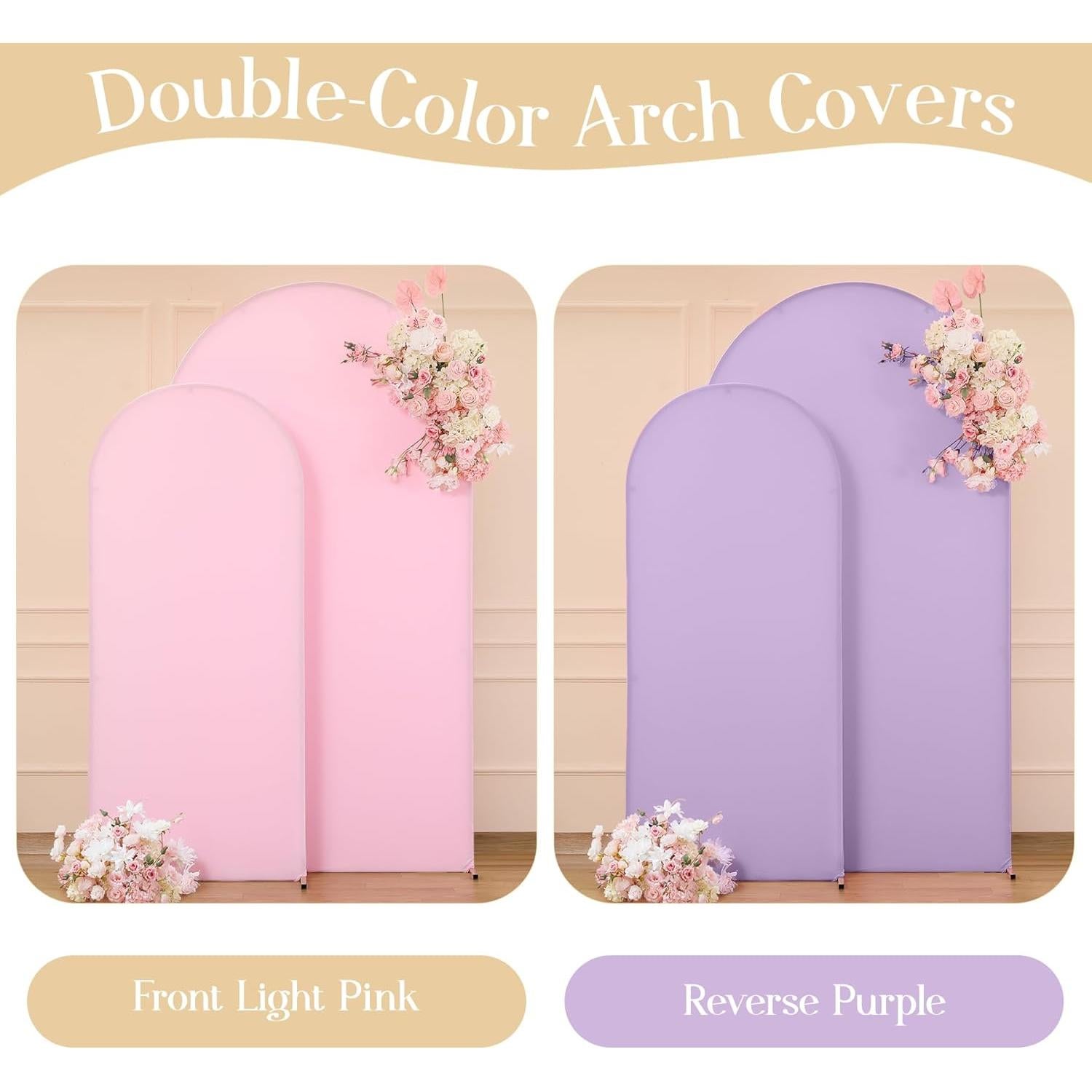 Cubierta de Arco de Fondo Rosa y Púrpura 1.83m y 2.19m - Set de 2