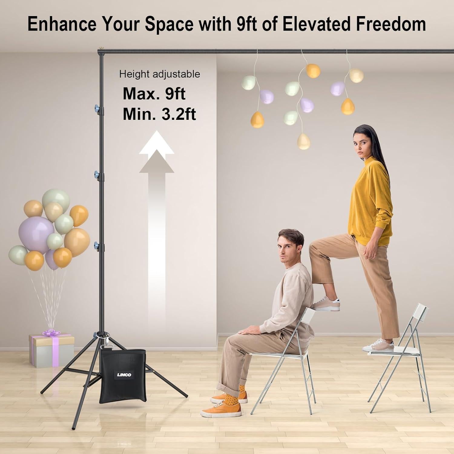 Soporte de Fondo LINCO 9x10 ft Ajustable para Fotografía