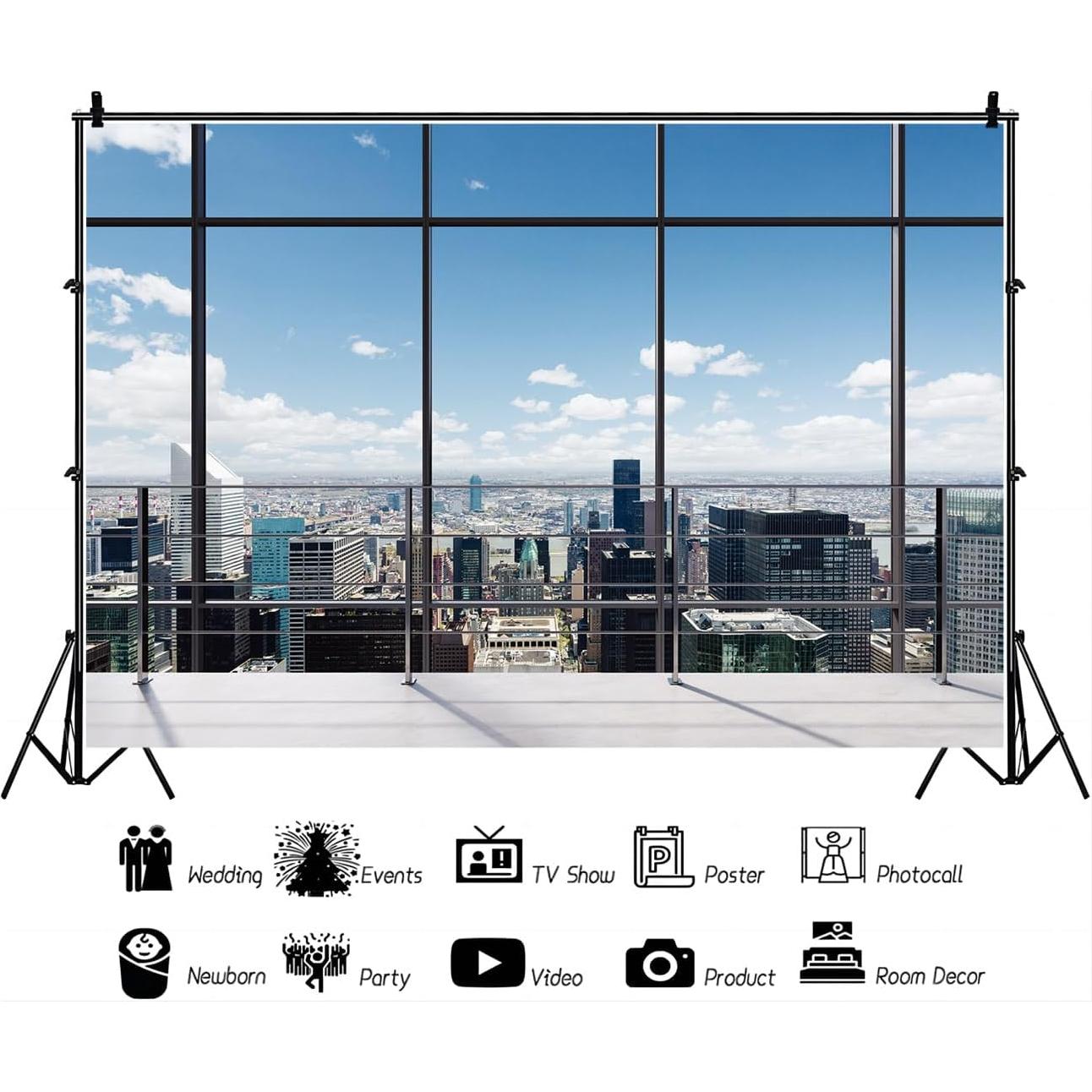 Fondo de Oficina YYNXSY 2.4x1.8m Vinilo para Videoconferencias