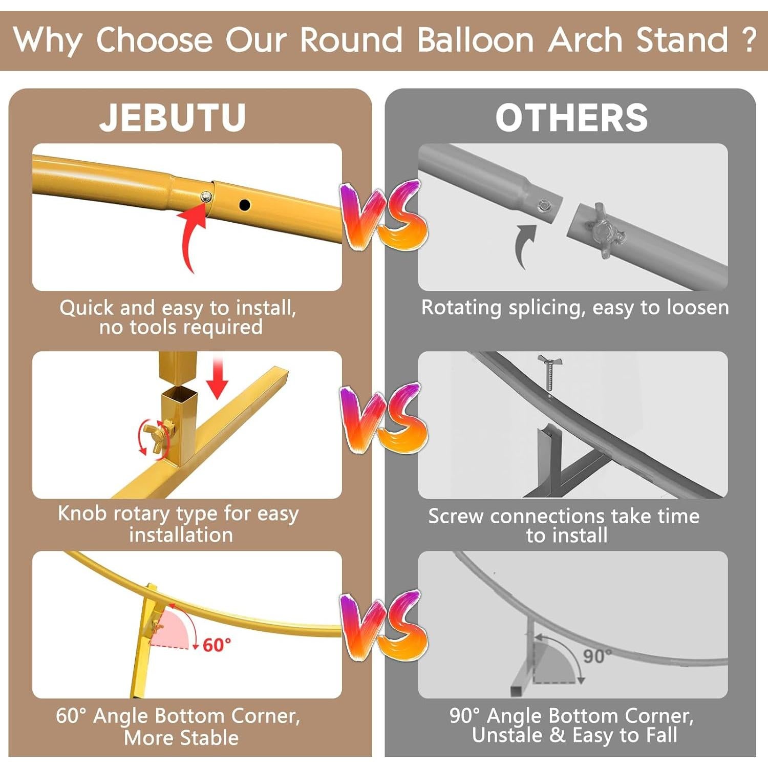 Arco de Globos Dorado 2.2m JEBUTU Soporte Metal para Eventos