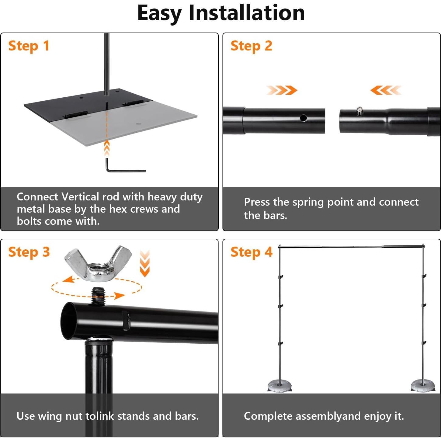 Kit Soporte Fondo Fotografía Ajustable HYJ-1017 2.59m x 3.05m