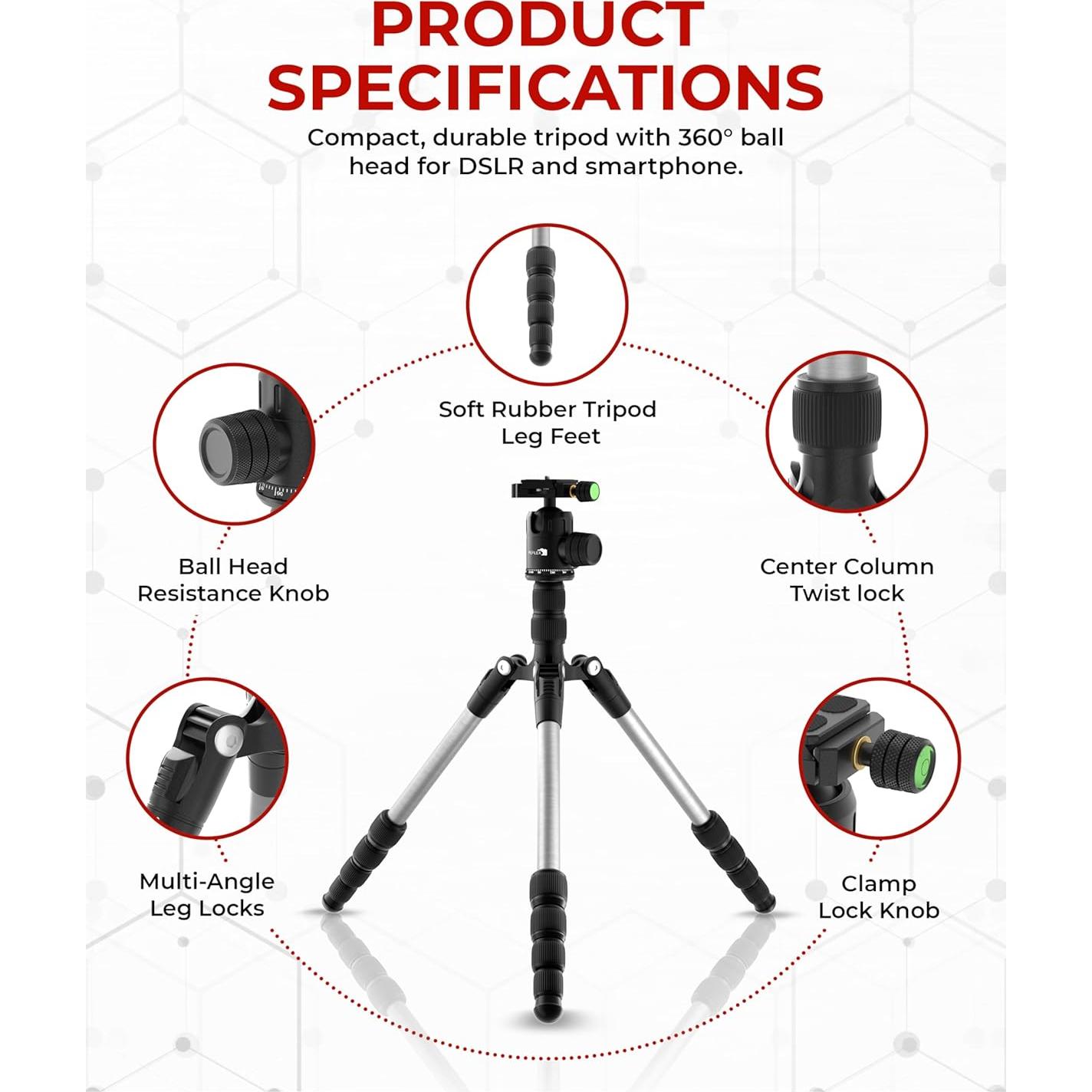 Trípode de Aluminio Ligero Reflex TLS-TP431 190cm 5kg
