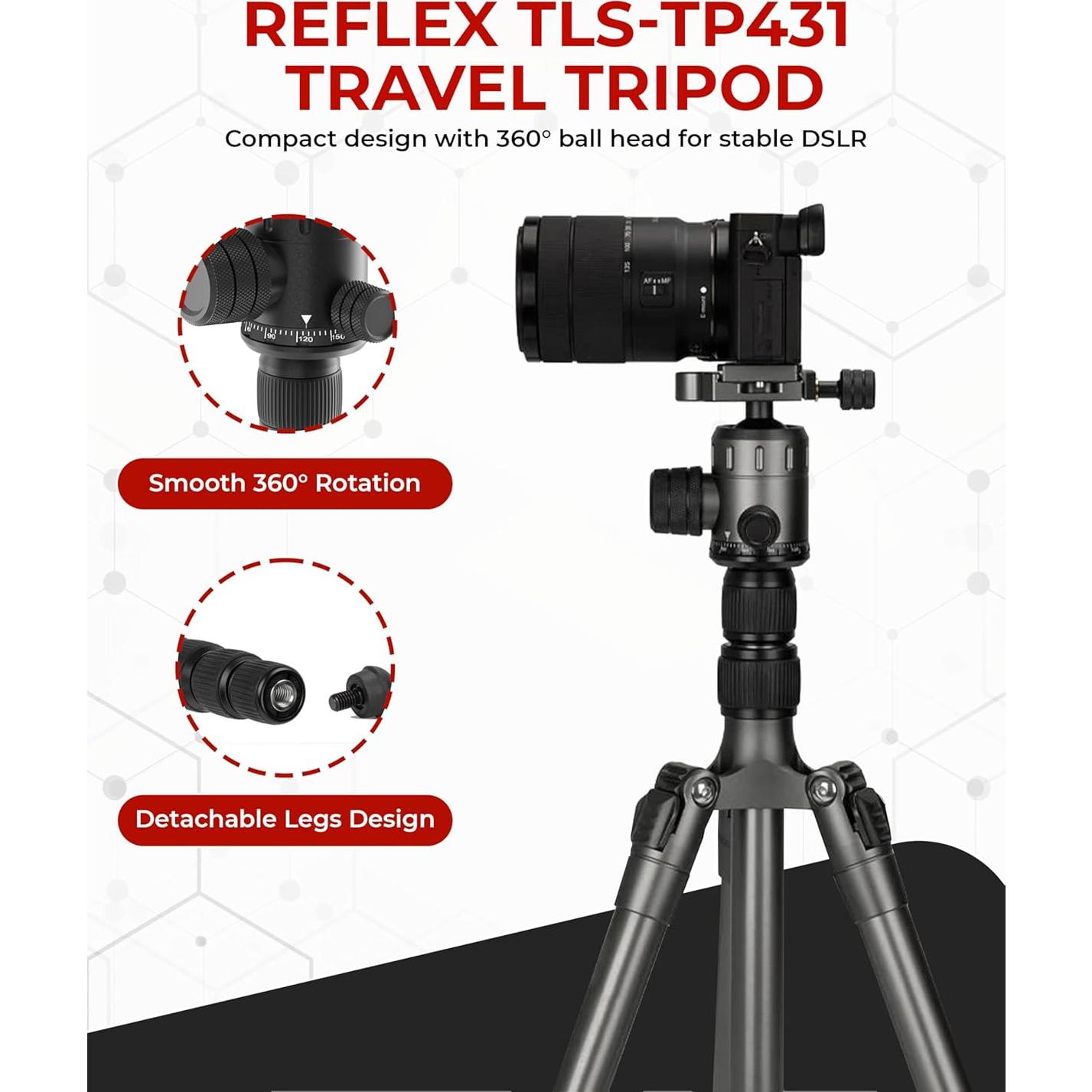 Trípode de Aluminio Ligero Reflex TLS-TP431 190cm 5kg