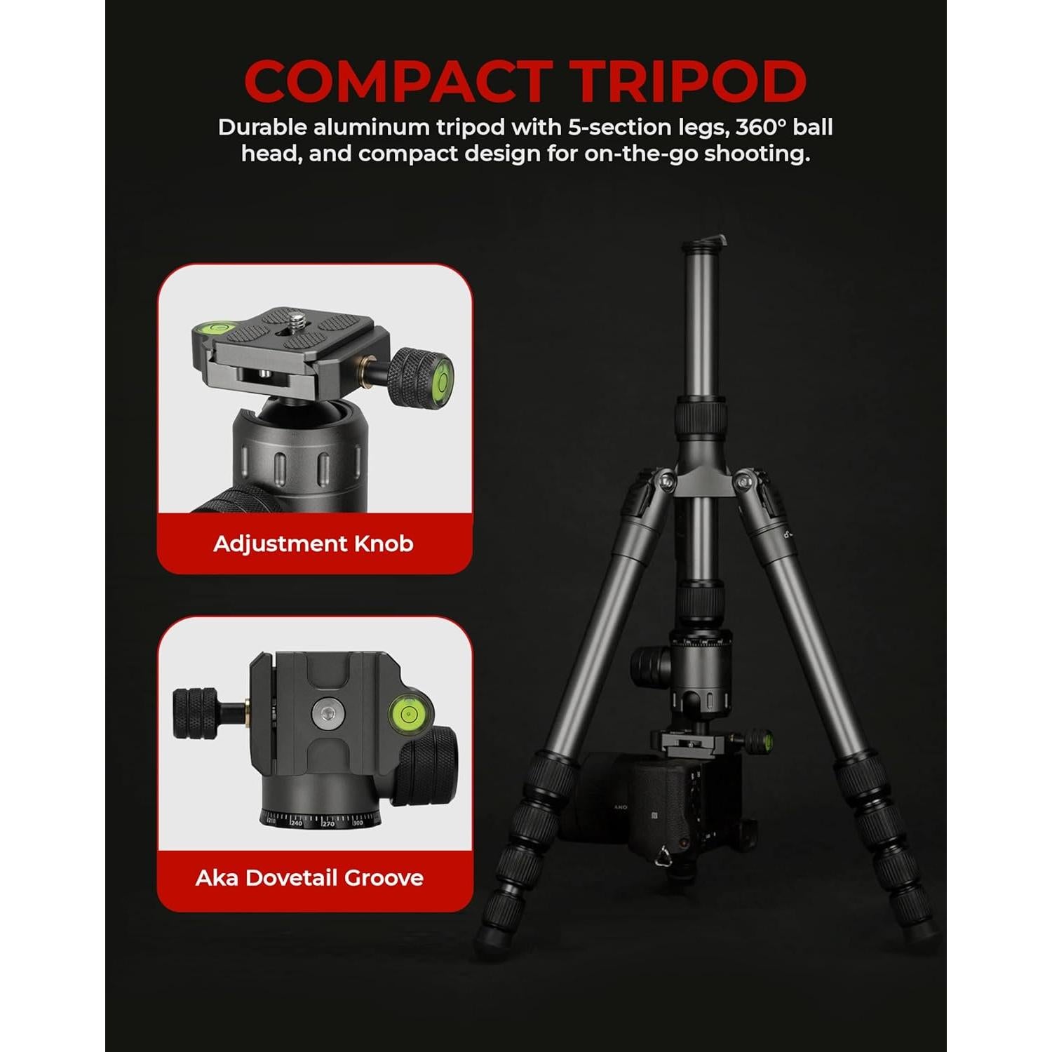 Trípode de Aluminio Ligero Reflex TLS-TP431 190cm 5kg