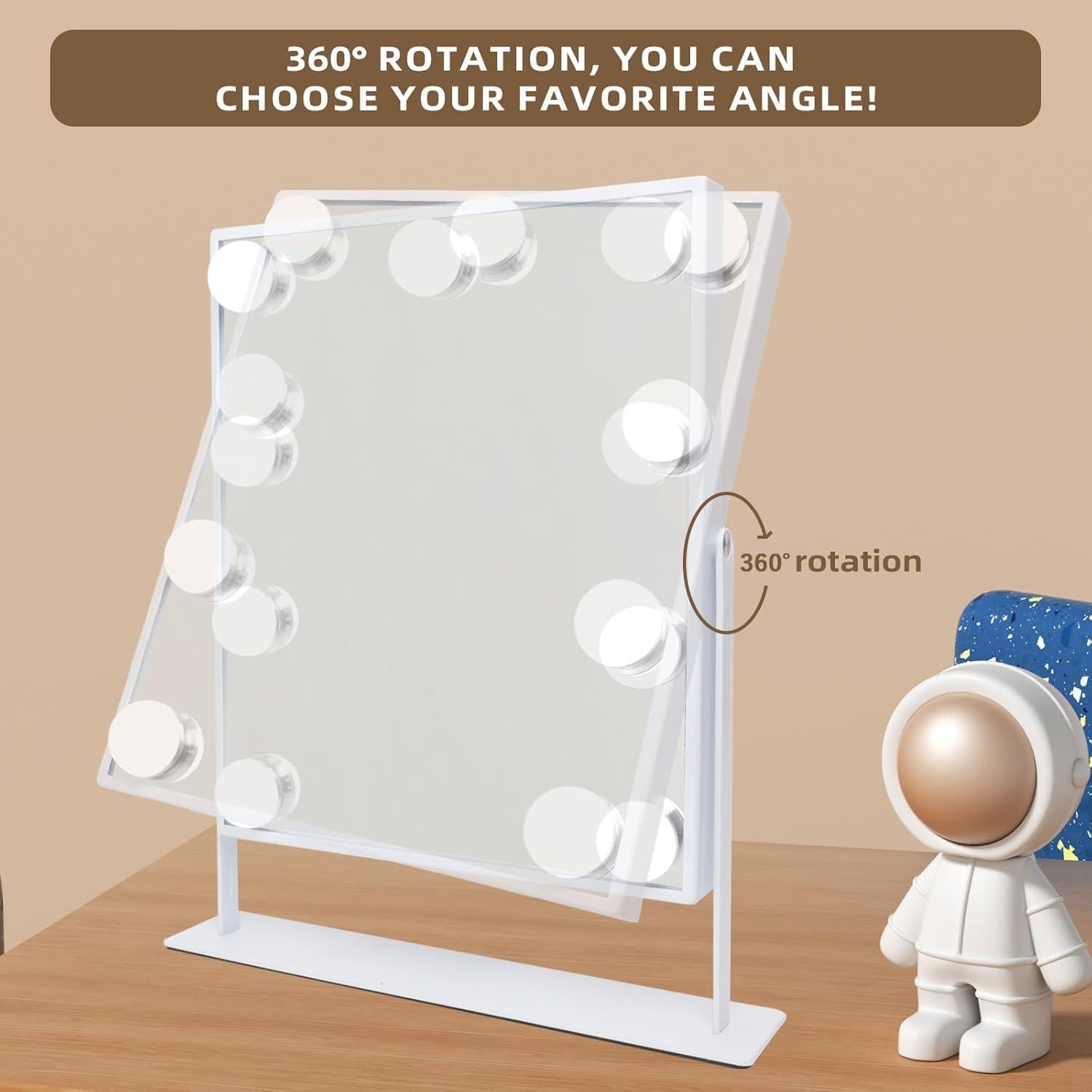 Espejo de Tocador Hansong Iluminado 30.48x25.4cm 10x Aumento