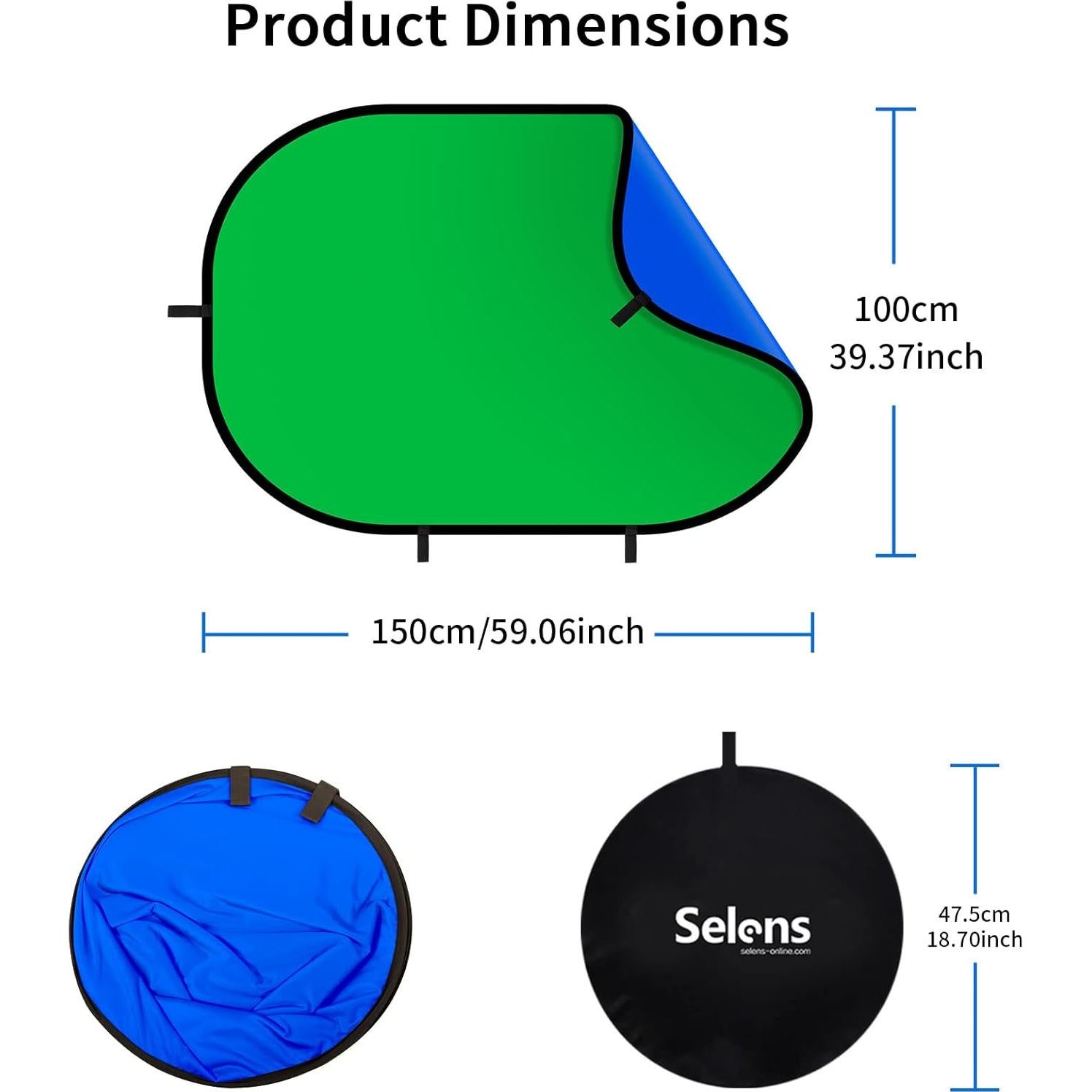 Fondo Plegable Selens 1x1.5m Verde Azul para Fotografía