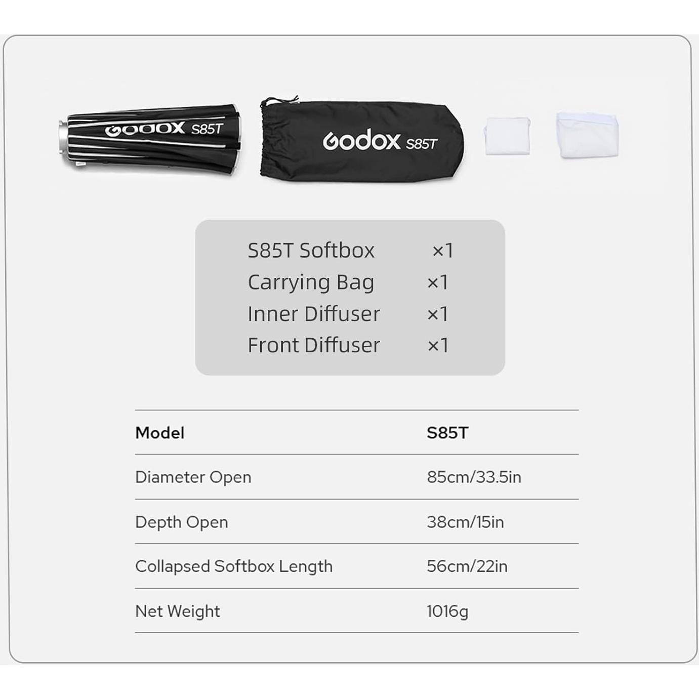Godox S85T Softbox Paraguas 85cm Plegable para Estudio