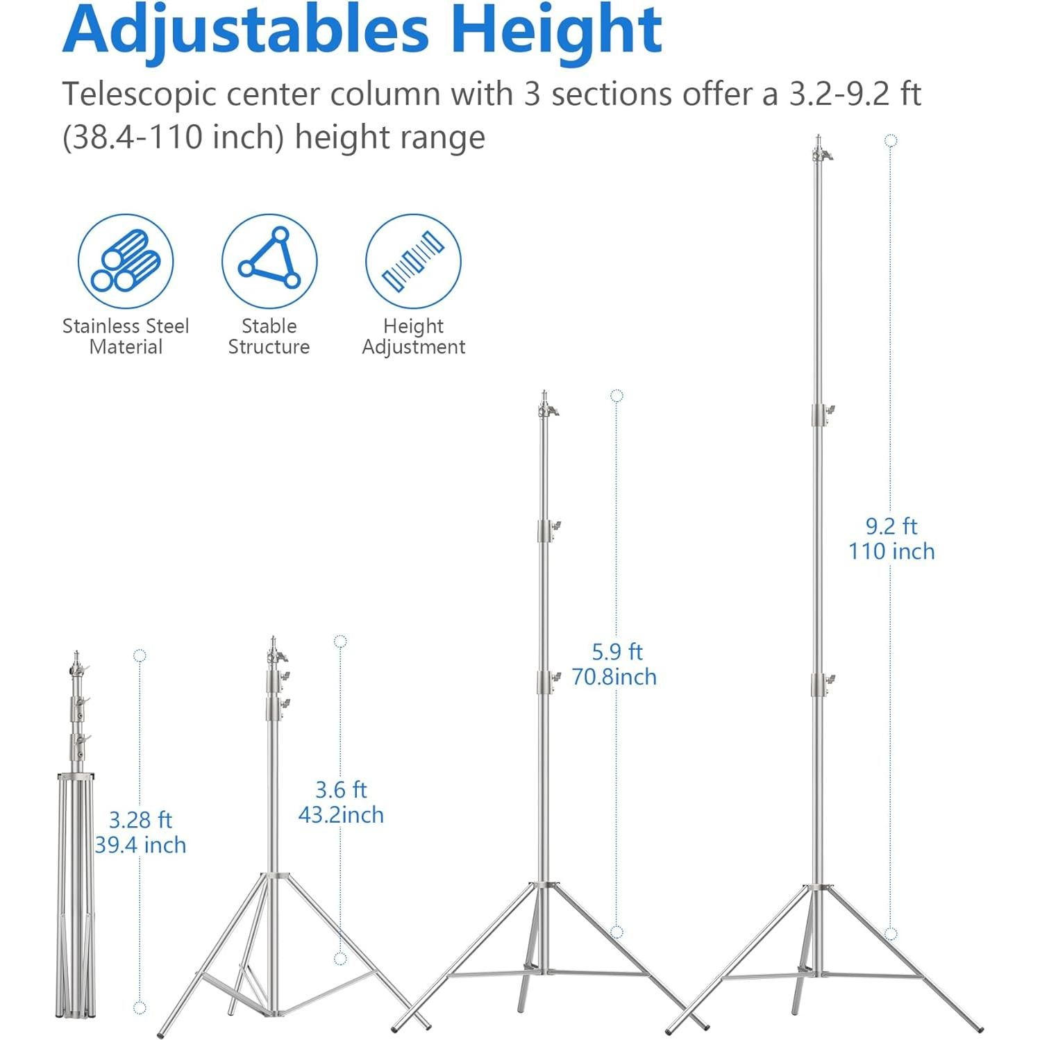 Soporte de Luz de Acero Inoxidable Sdfghj 2.8m Ajustable