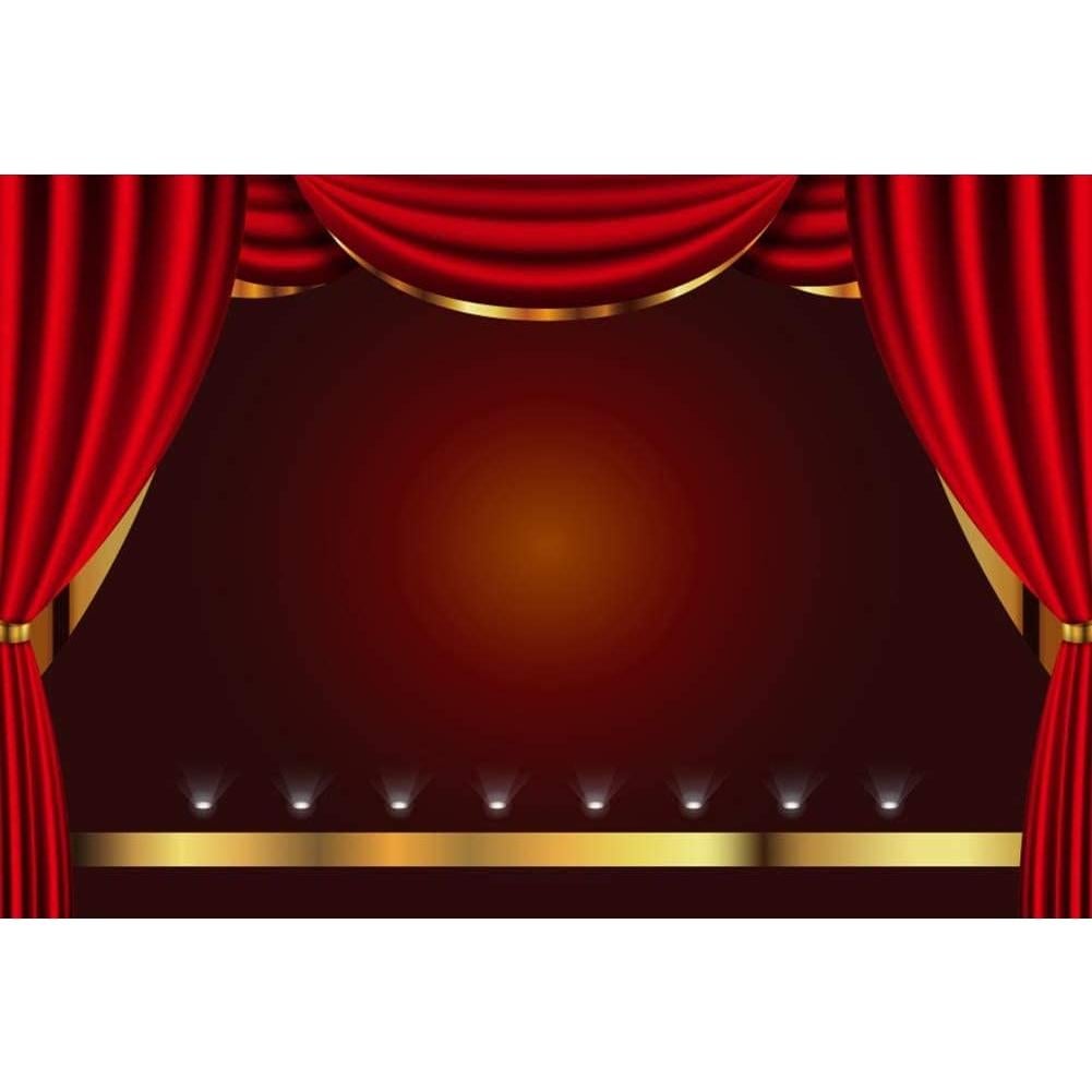 Telón de Fondo Vinilo OERJU 250x180cm Rojo con Encaje Dorado