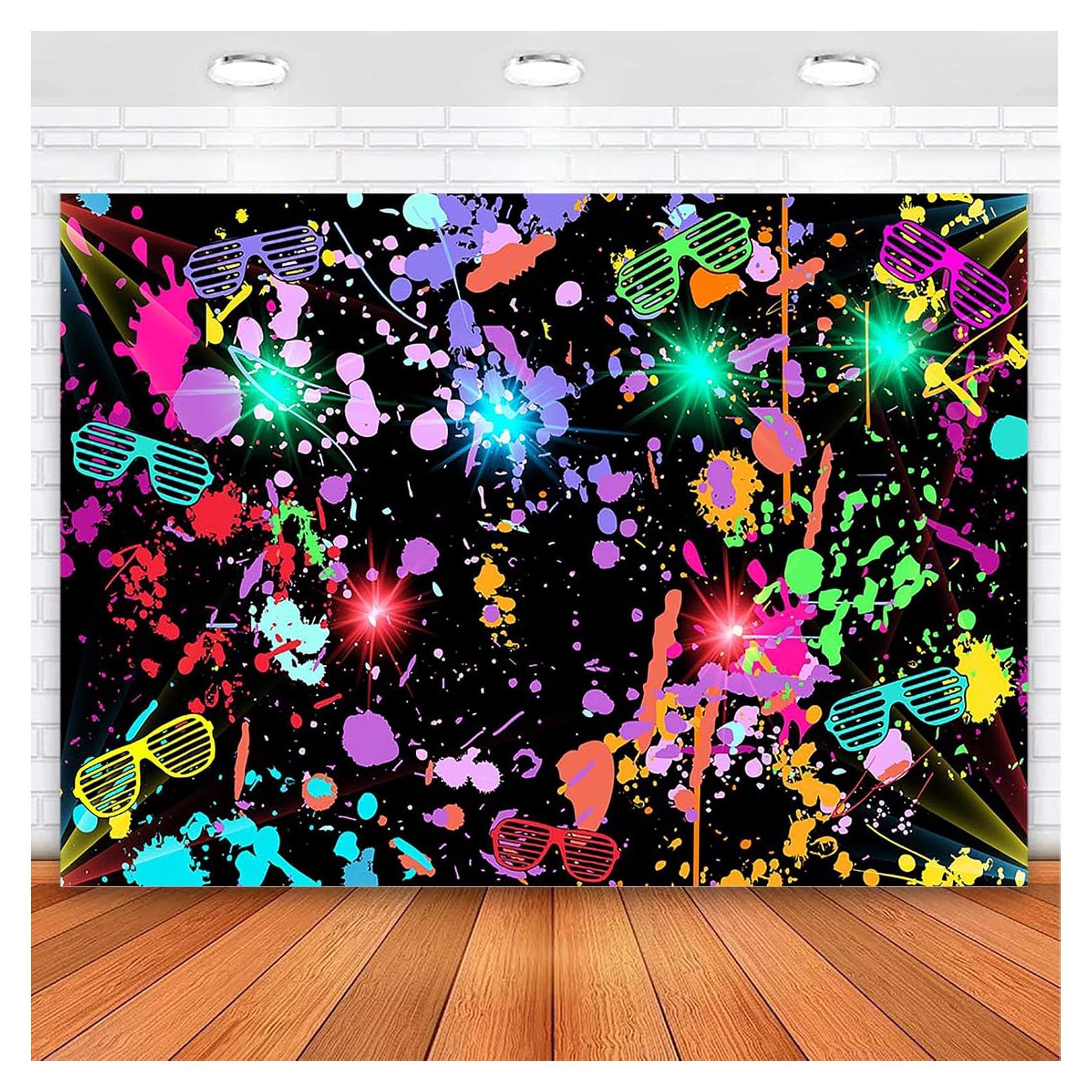 Fondo de Fiesta Neón Avezano 2.13x1.52m Brillo en la Oscuridad