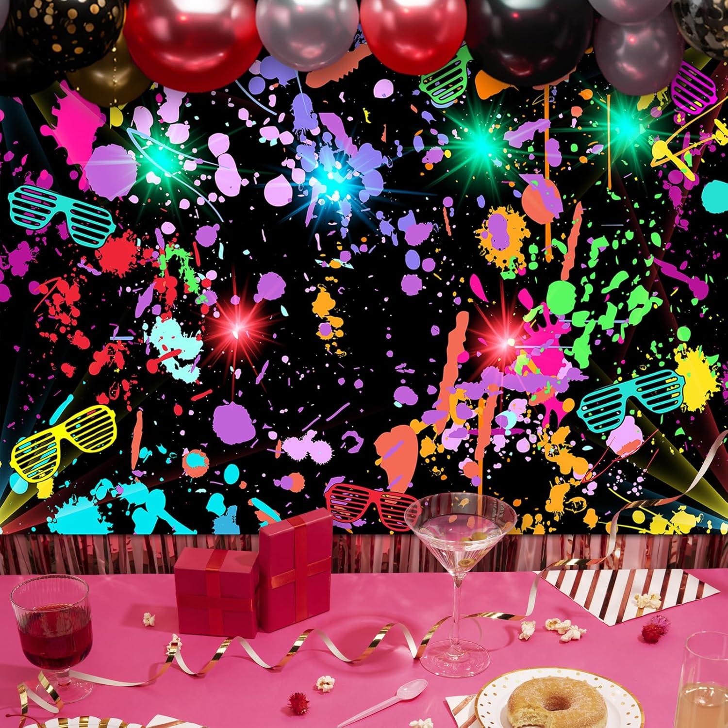 Fondo de Fiesta Neón Avezano 2.13x1.52m Brillo en la Oscuridad