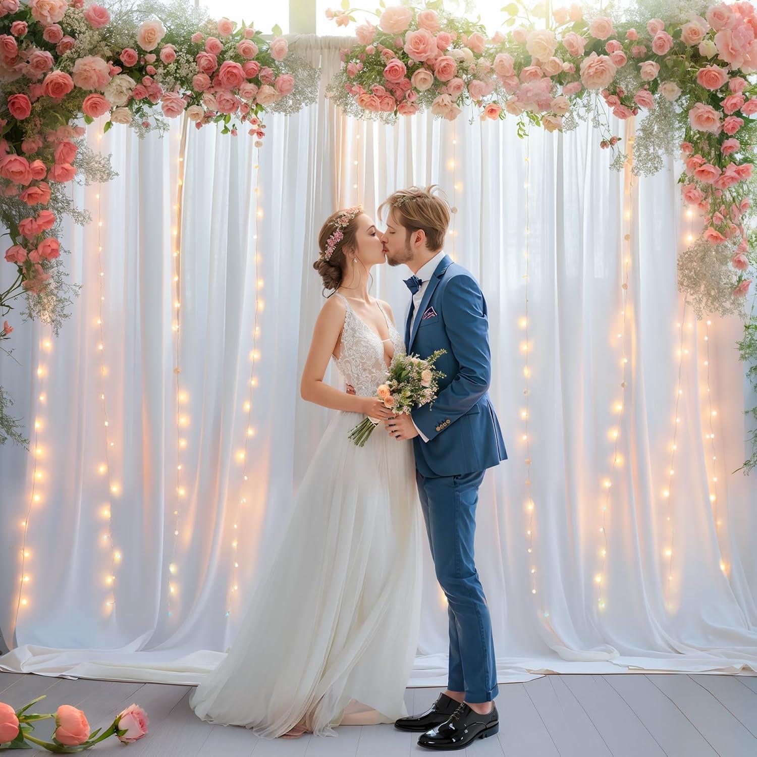 Cortinas de Fondo Blancas Party Talk 2 Paneles 3x2m con Luces