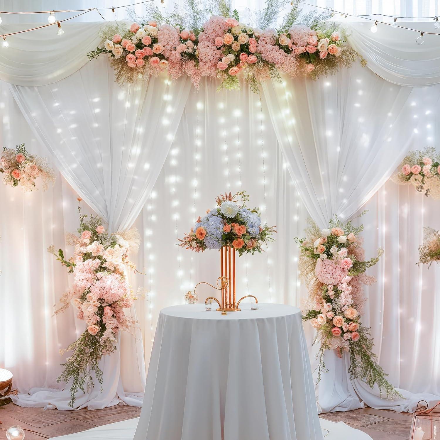 Cortinas de Fondo Blancas Party Talk 2 Paneles 3x2m con Luces