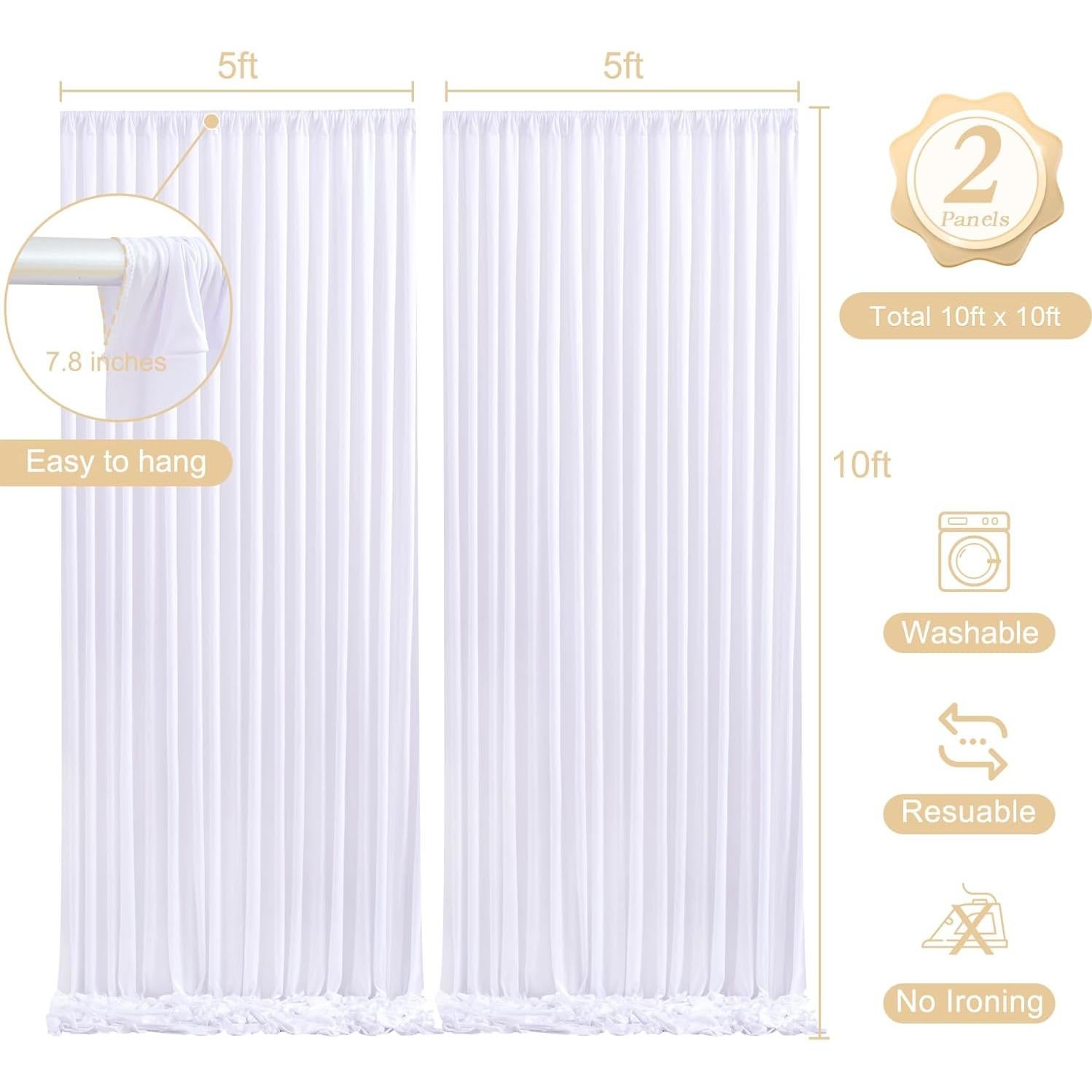 Cortinas de Fondo Blancas Party Talk 2 Paneles 3x2m con Luces