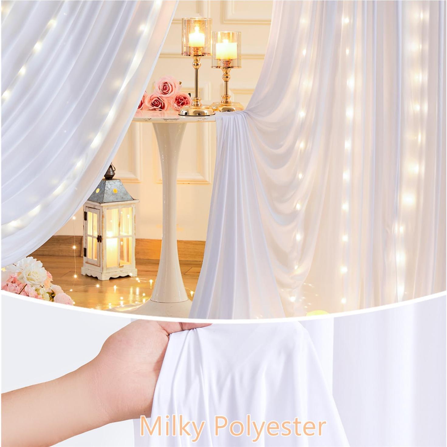 Cortinas de Fondo Blancas Party Talk 2 Paneles 3x2m con Luces