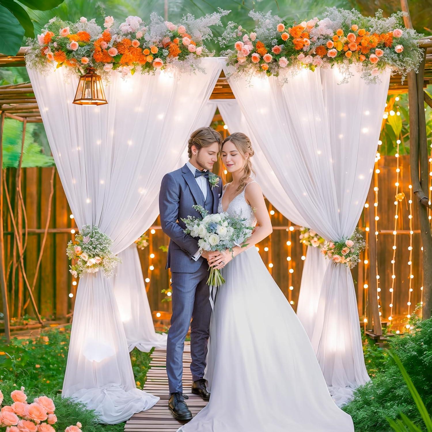 Cortinas de Fondo Blancas Party Talk 2 Paneles 3x2m con Luces