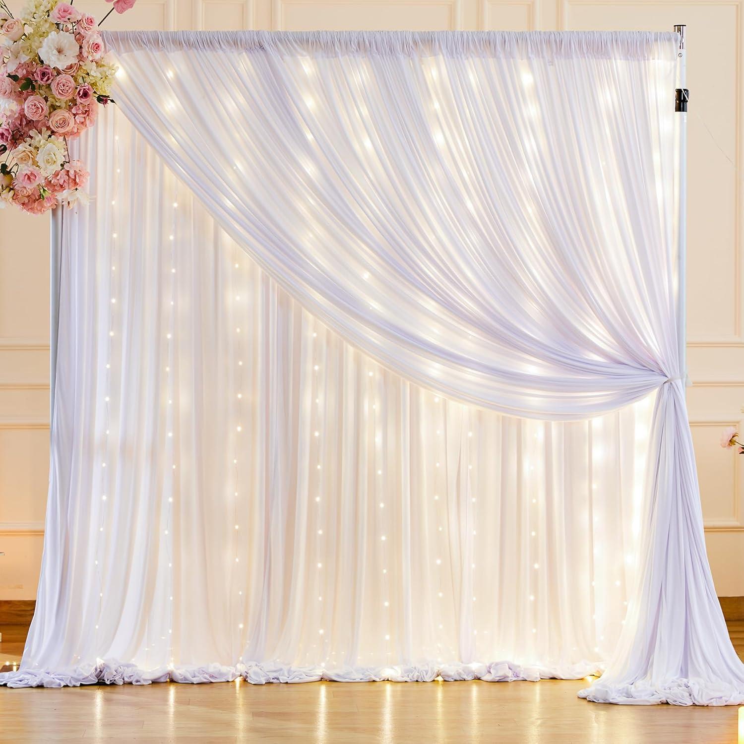 Cortinas de Fondo Blancas Party Talk 2 Paneles 3x2m con Luces