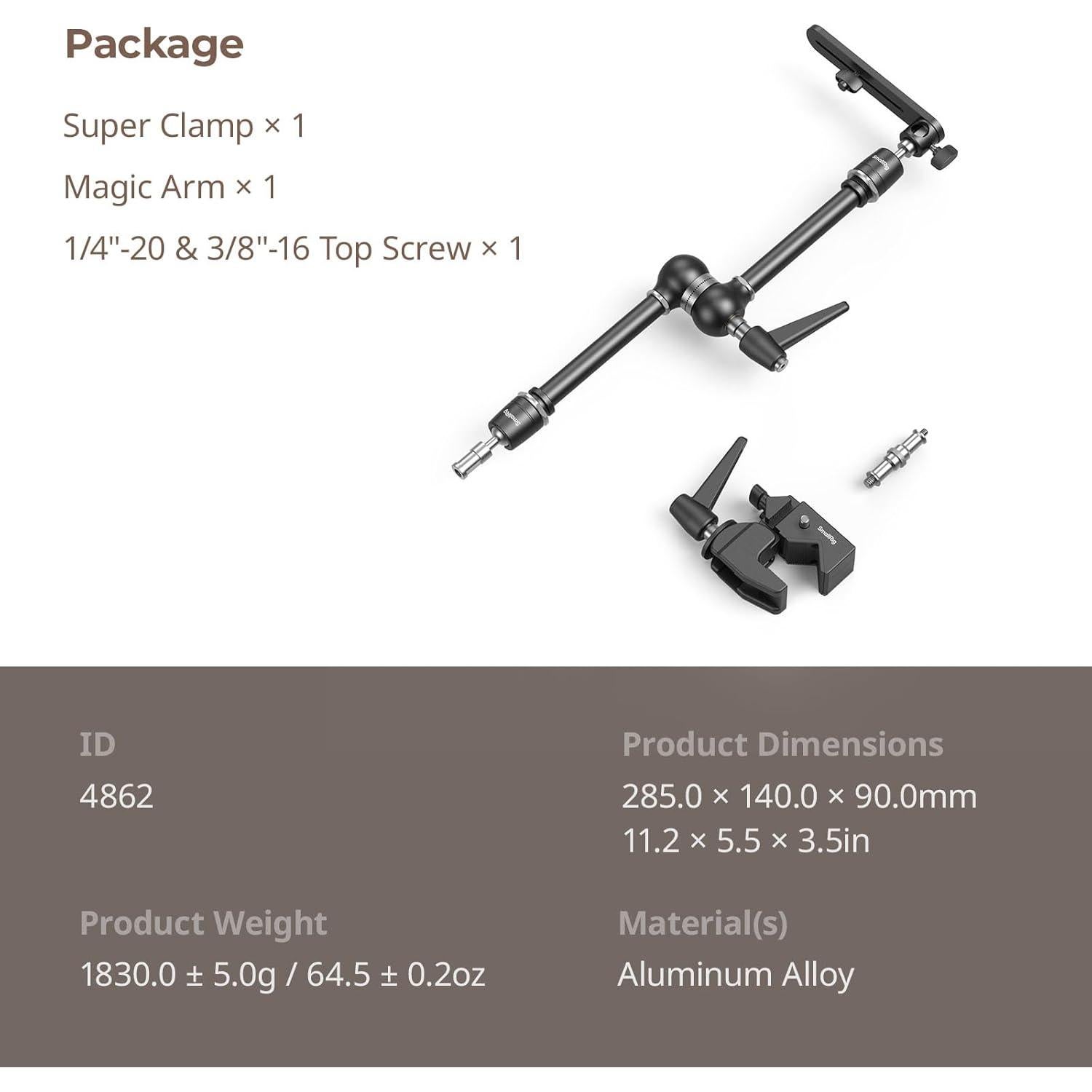 Brazo Mágico Ajustable SmallRig 4862 con Super Abrazadera