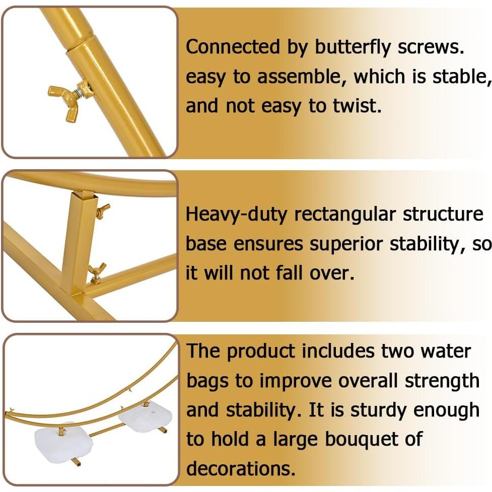 Arco de Media Luna Vincidern 2.1m Metal Dorado para Bodas
