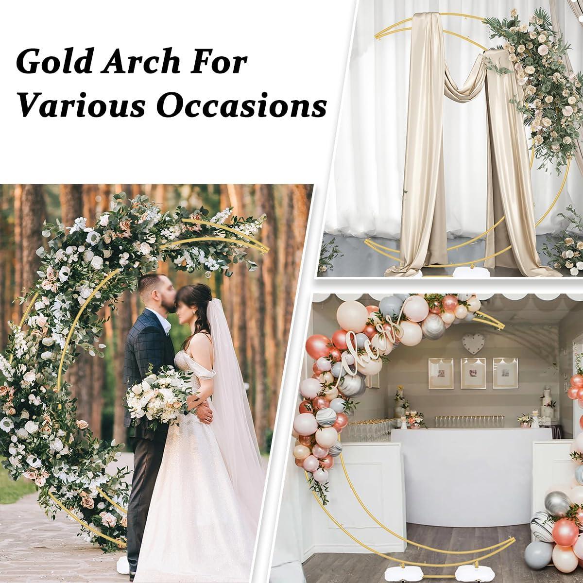 Arco de Media Luna Vincidern 2.1m Metal Dorado para Bodas