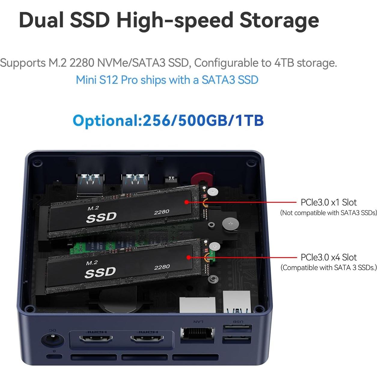 Mini PC Beelink S12 Pro Intel N100 16GB 500GB 4K HDMI