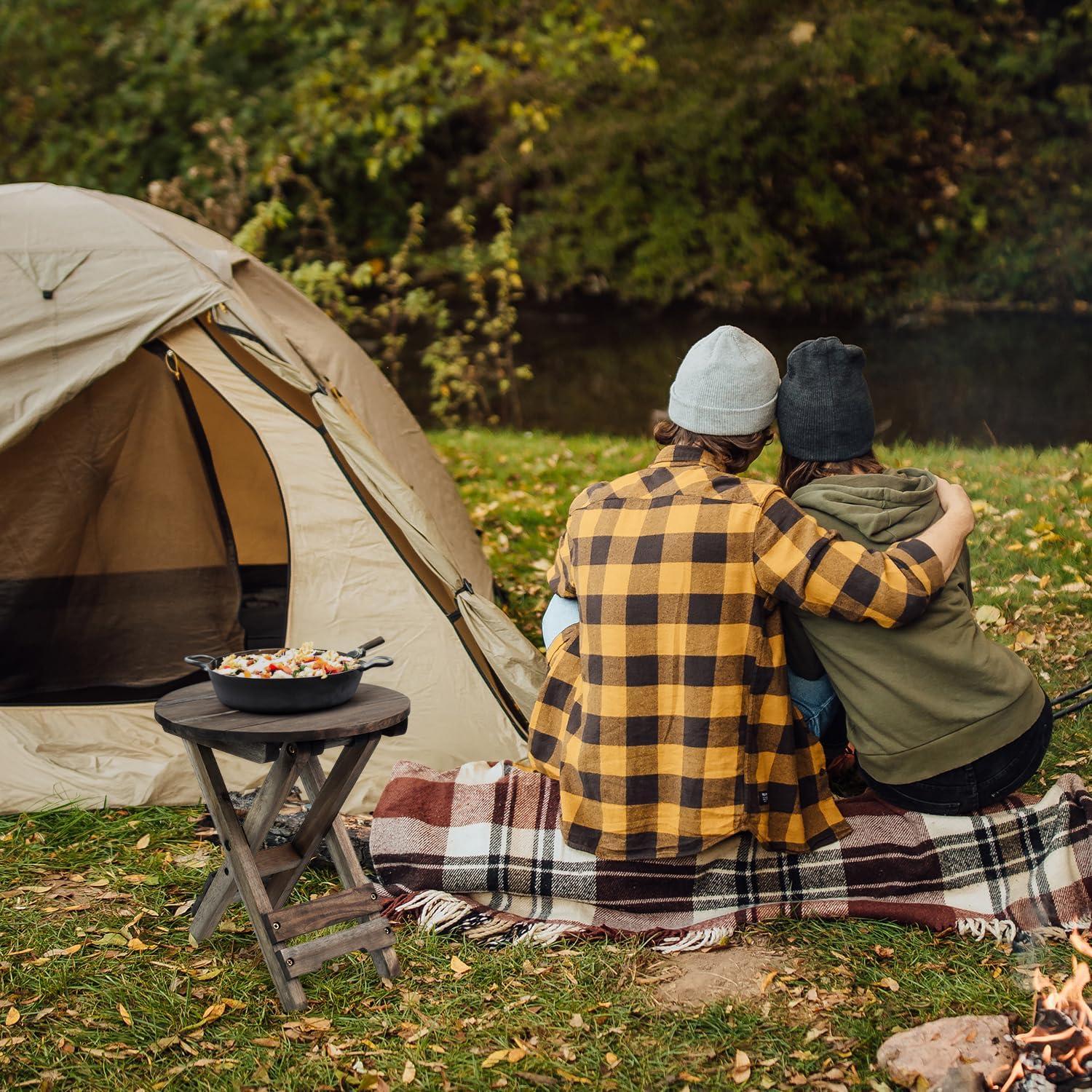 Mesa Pequeña de Patio DAXULY Redonda de Madera Acacia - Juego de 2