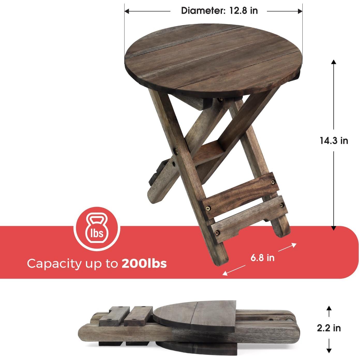 Mesa Pequeña de Patio DAXULY Redonda de Madera Acacia - Juego de 2