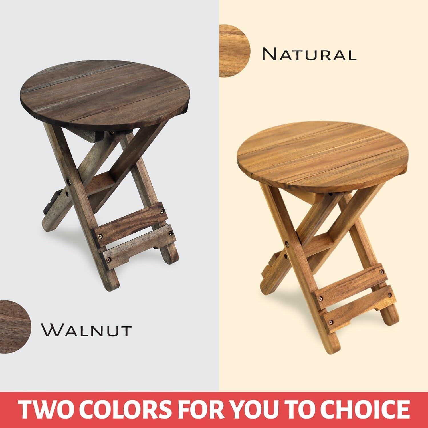 Mesa Pequeña de Patio DAXULY Redonda de Madera Acacia - Juego de 2