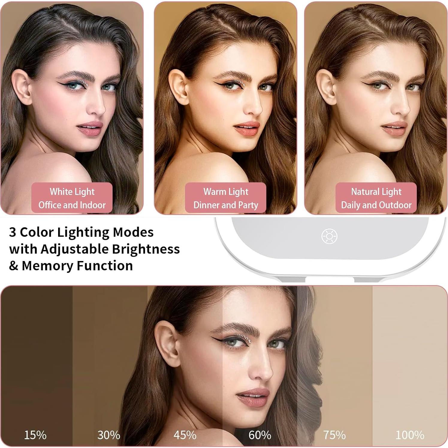 Espejo de Maquillaje DESCHEN 1X/10X Plegable con Luz LED