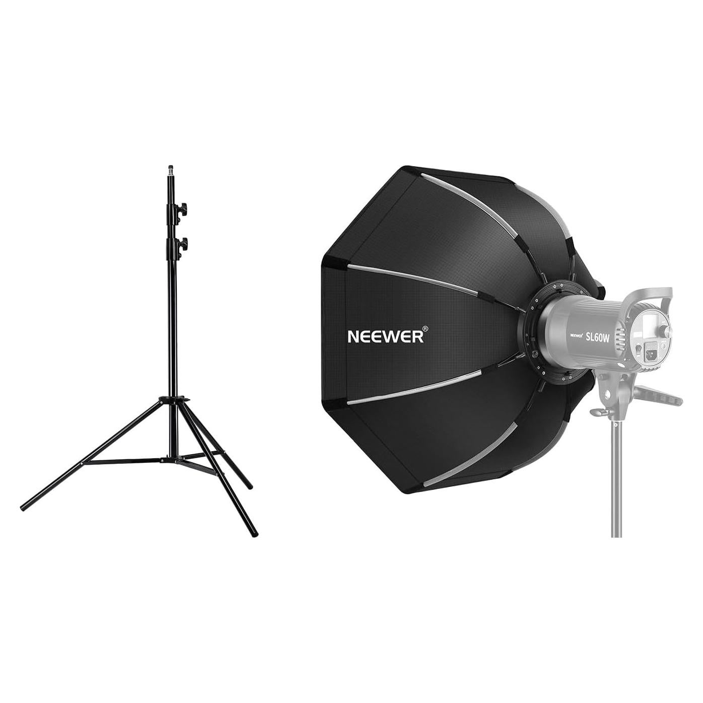 Soporte de Luz Neewer 260 cm con Softbox 90 cm para Fotografía