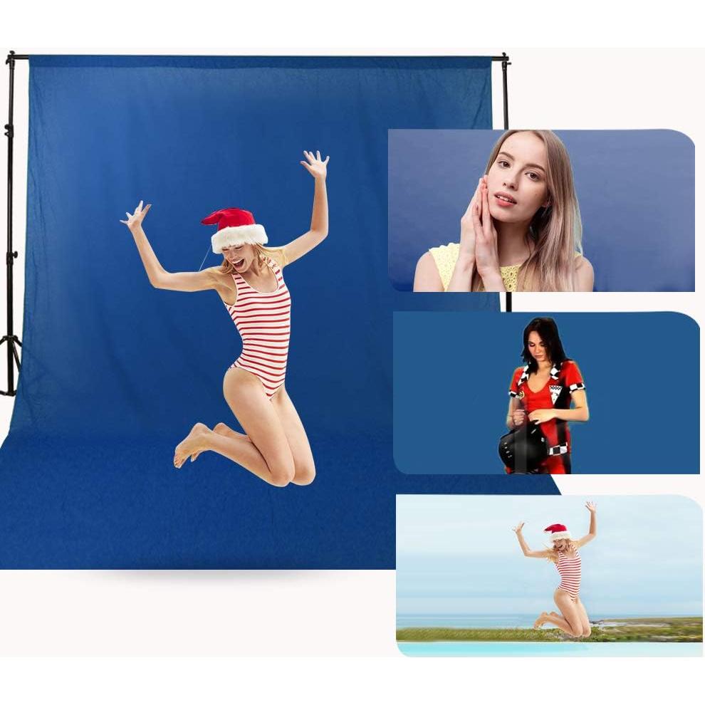 Cortina de Fondo Azul 3x6m Muselina 100% Algodón GSKAIWEN