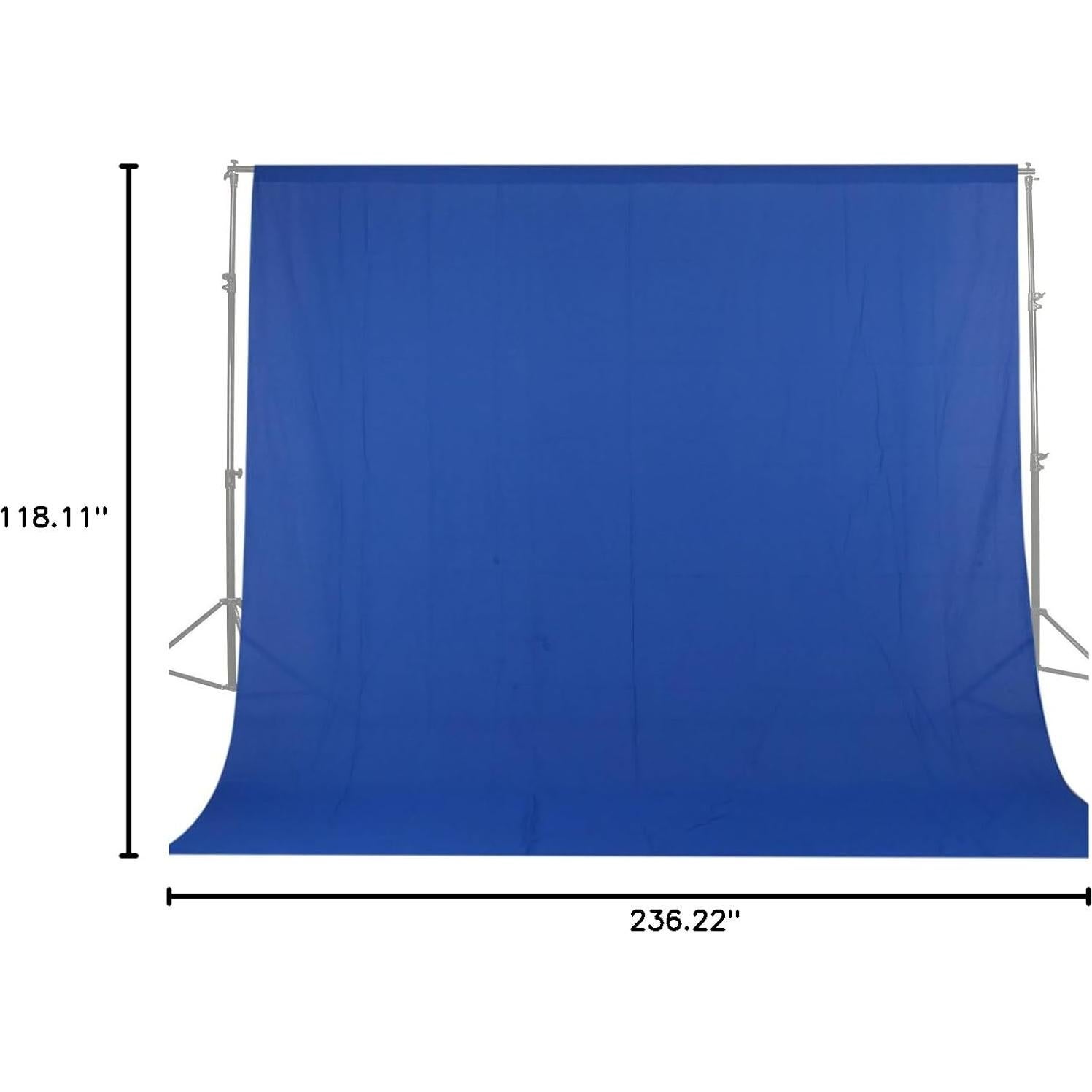 Cortina de Fondo Azul 3x6m Muselina 100% Algodón GSKAIWEN