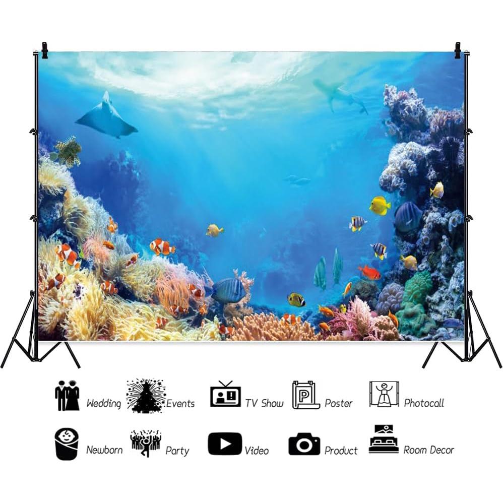 Fondo de Verano Submarino Pnylzzyxh 300x240cm Vinilo Decorativo