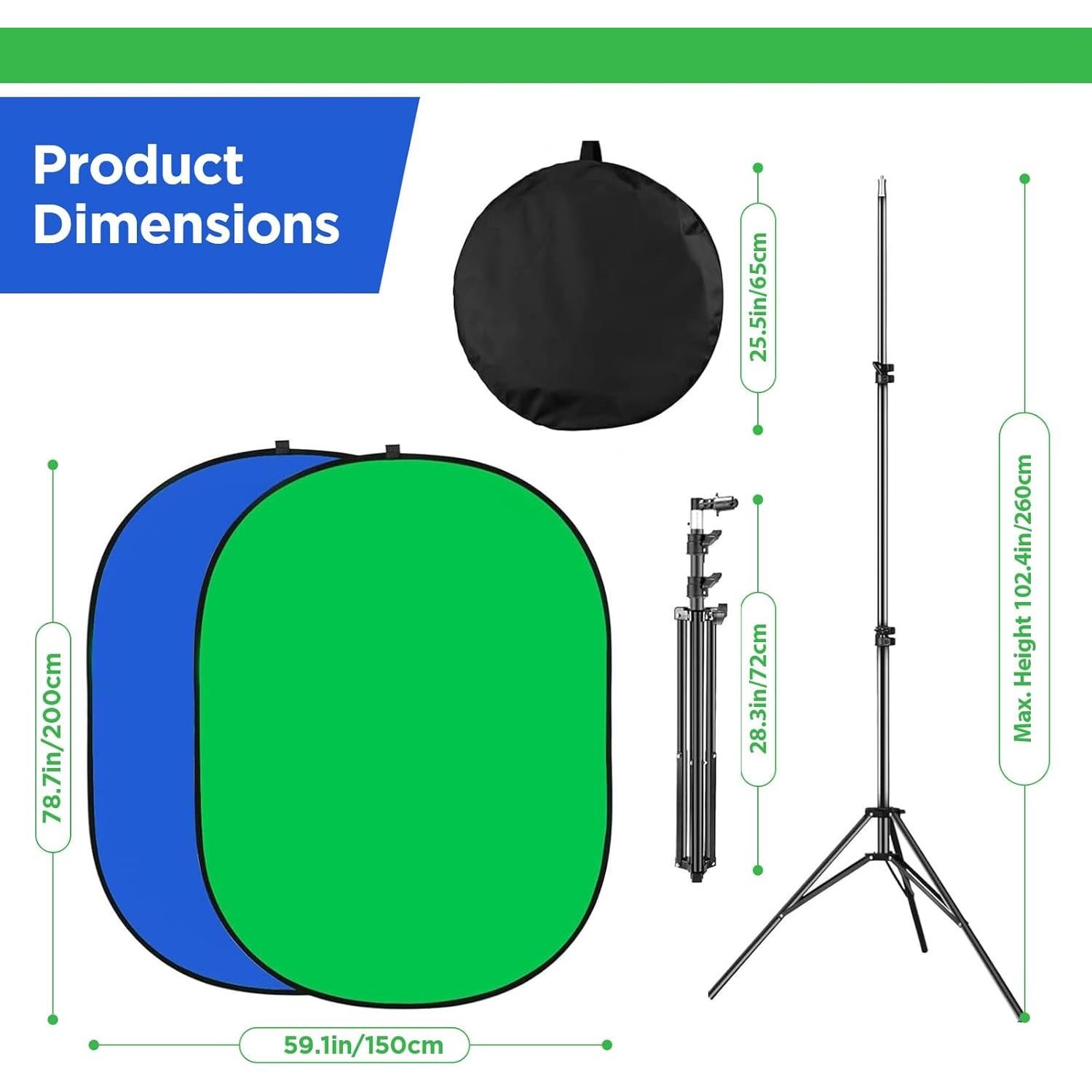 Fondo Chromakey Plegable 2 en 1 Hahawalker 150x200 cm Verde Azul