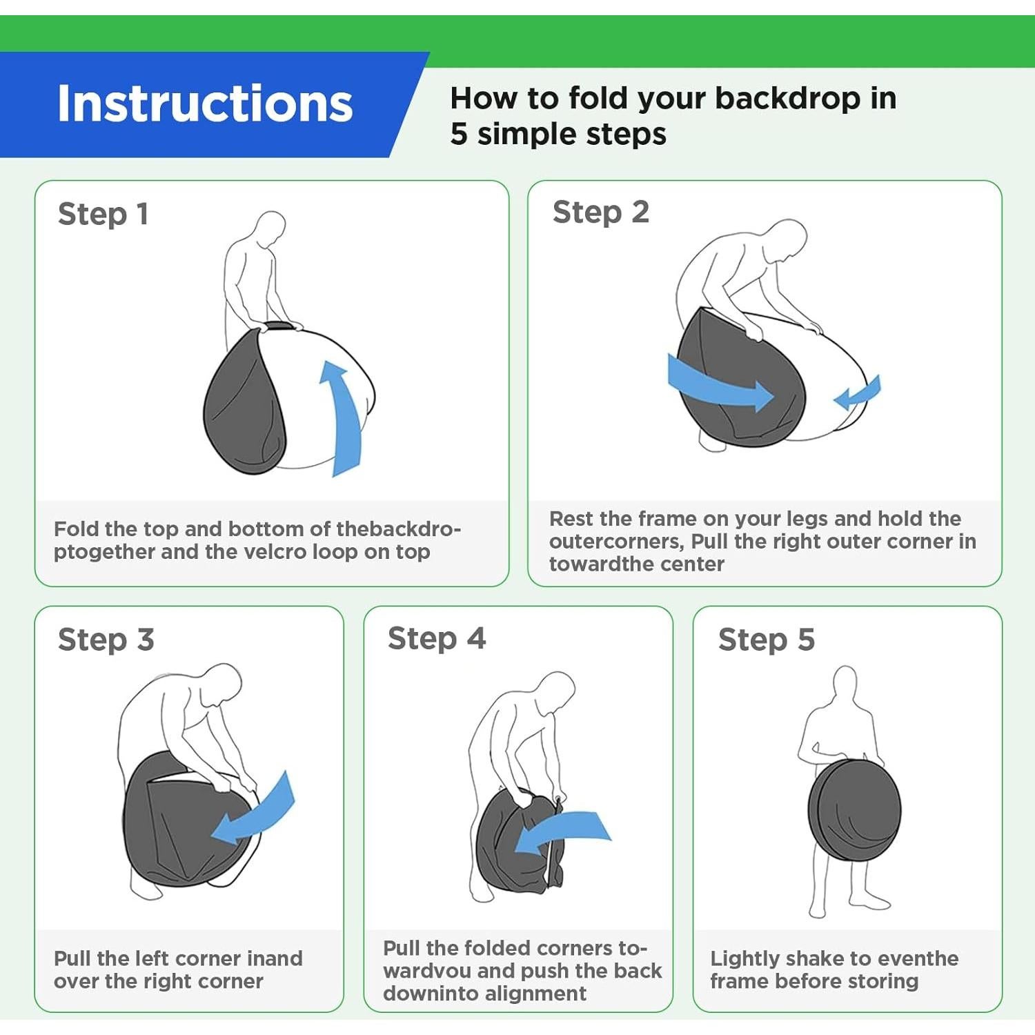 Fondo Chromakey Plegable 2 en 1 Hahawalker 150x200 cm Verde Azul