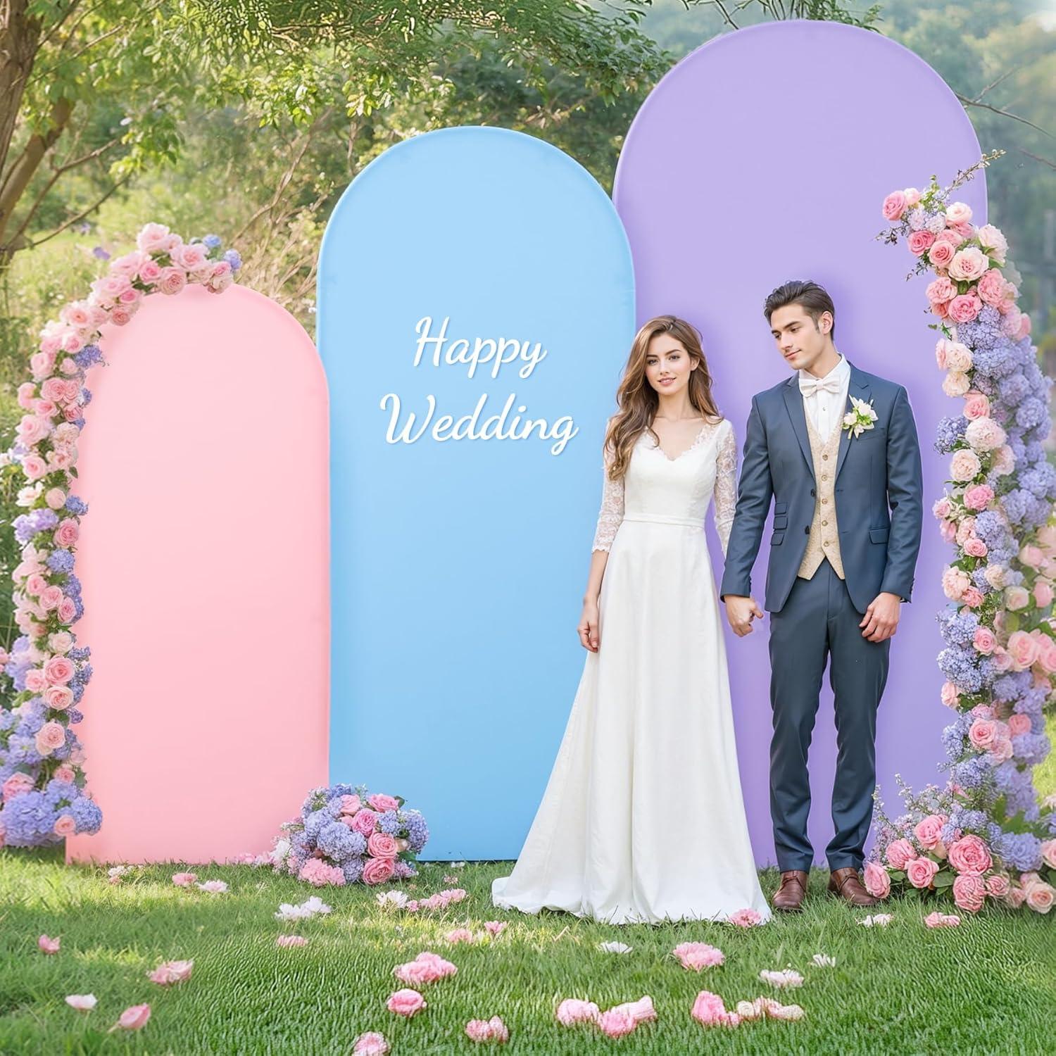 Cubiertas de fondo de arco Chiara 3 piezas Rosa Púrpura Azul