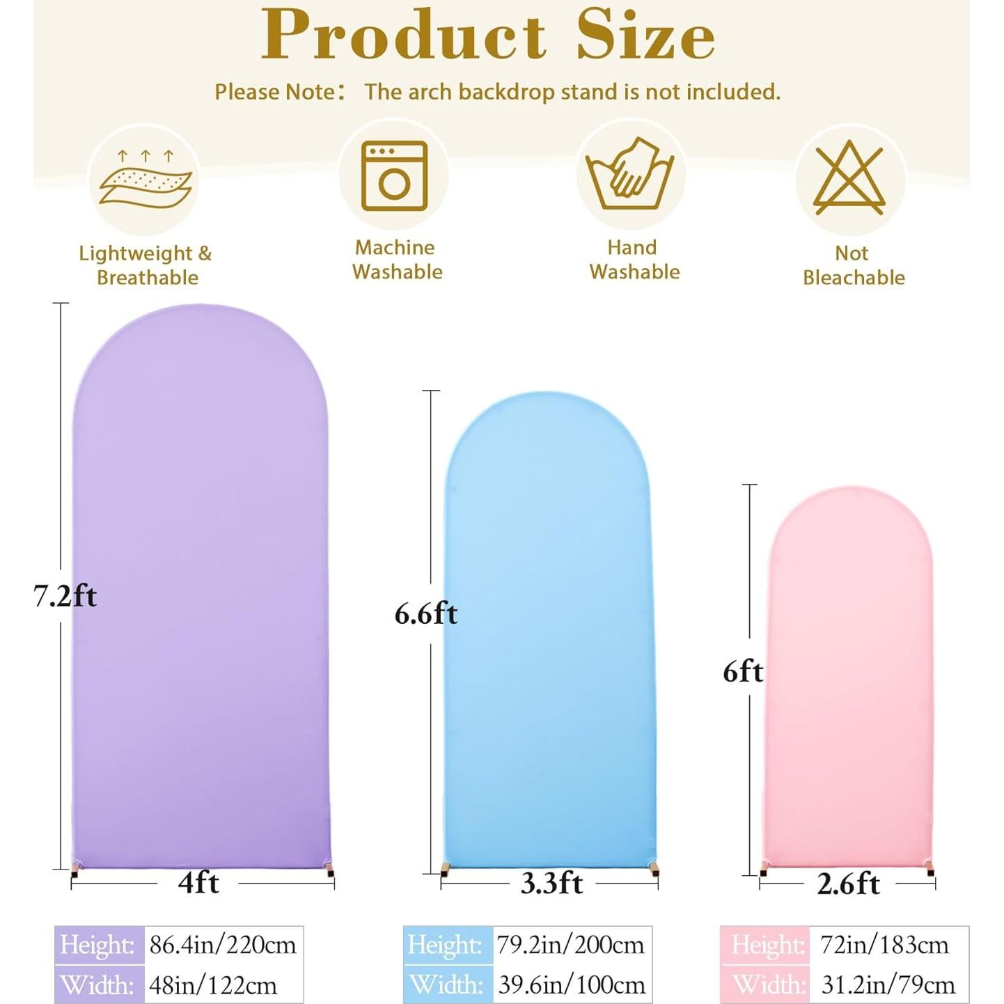 Cubiertas de fondo de arco Chiara 3 piezas Rosa Púrpura Azul