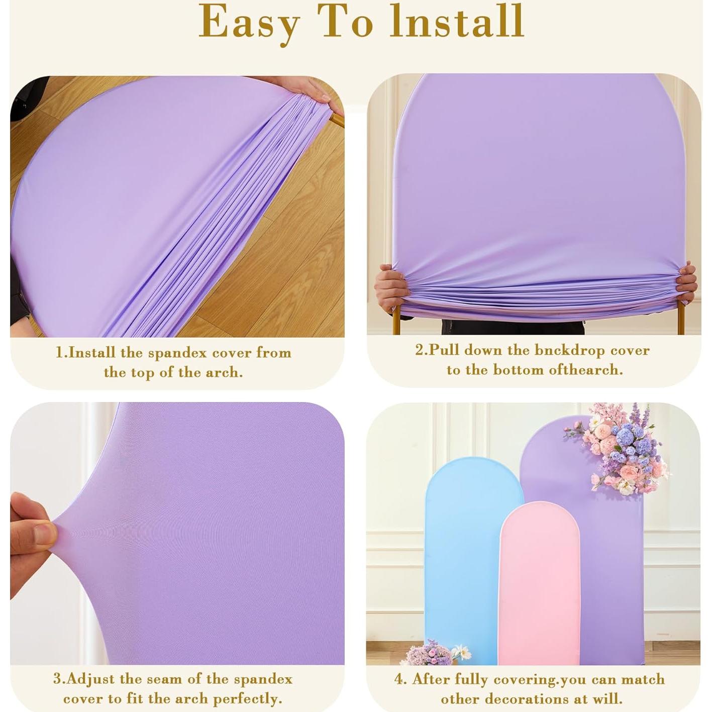 Cubiertas de fondo de arco Chiara 3 piezas Rosa Púrpura Azul