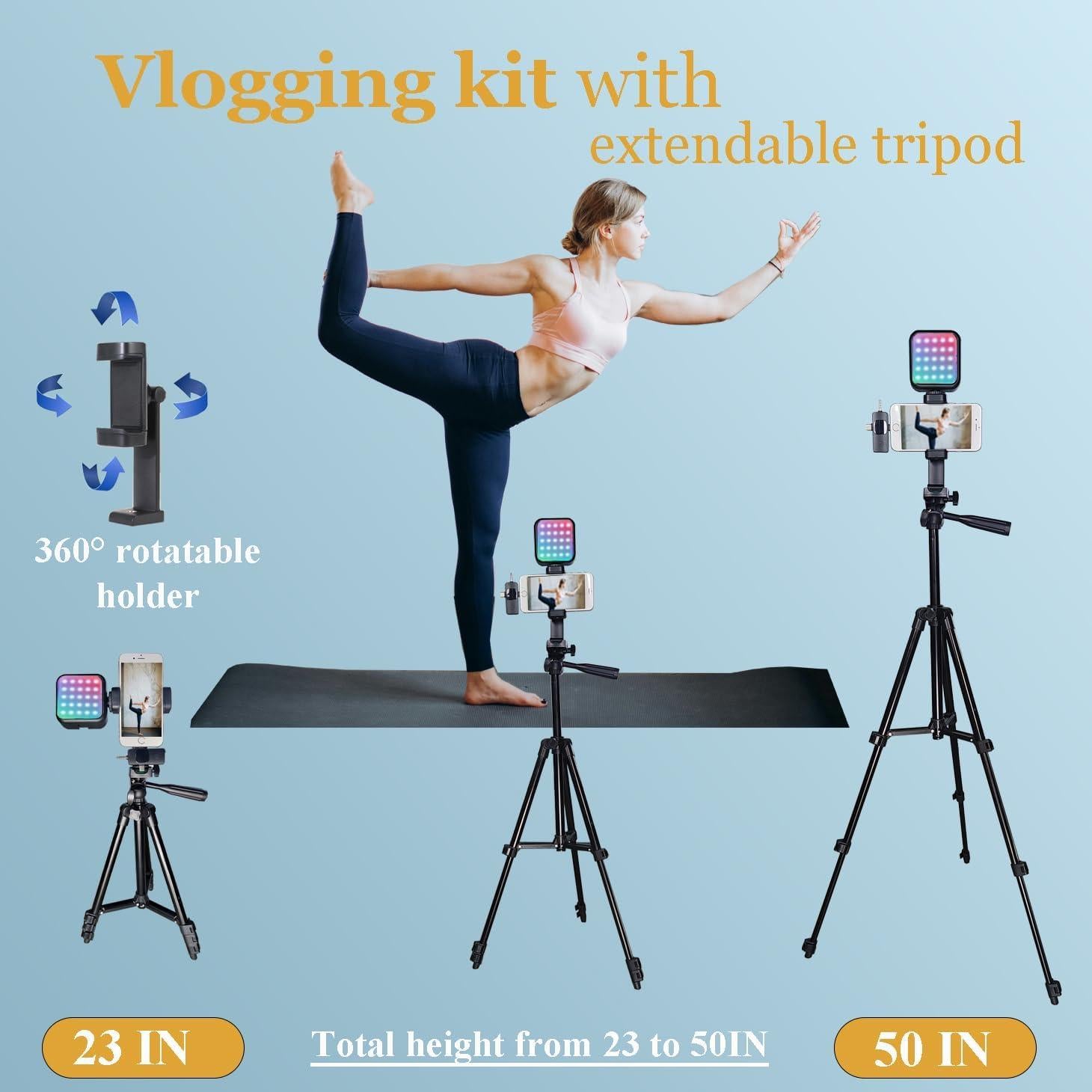 Kit de Vlogging Litchitech con Trípode Extensible 127 cm